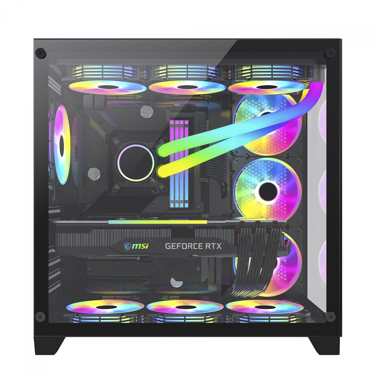 Gabinete Gamer SuperFrame Cube, Mid Tower, Vidro Temperado, ATX, Black, Sem Fonte, Sem Fan  