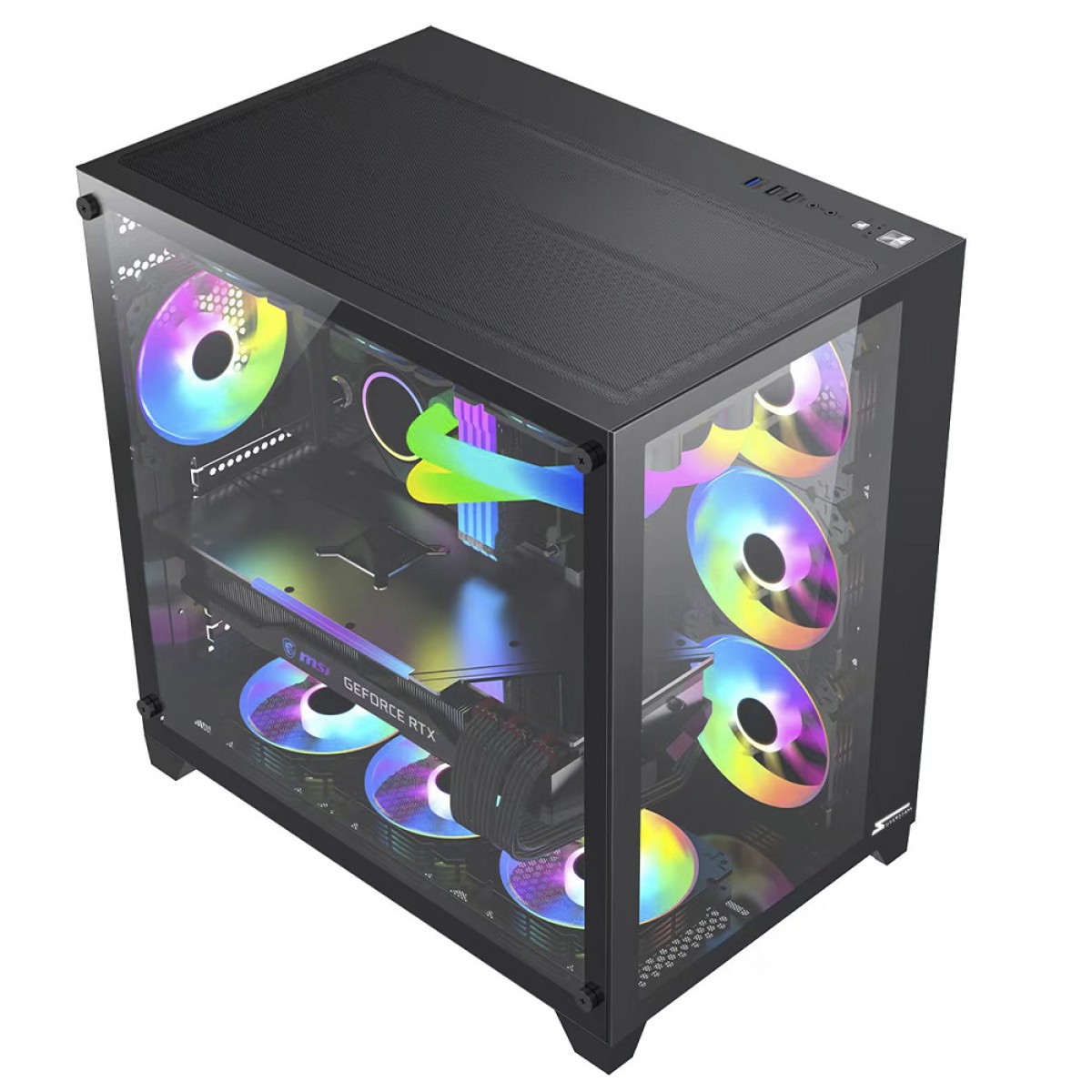 Gabinete Gamer SuperFrame Cube, Mid Tower, Vidro Temperado, ATX, Black, Sem Fonte, Sem Fan  