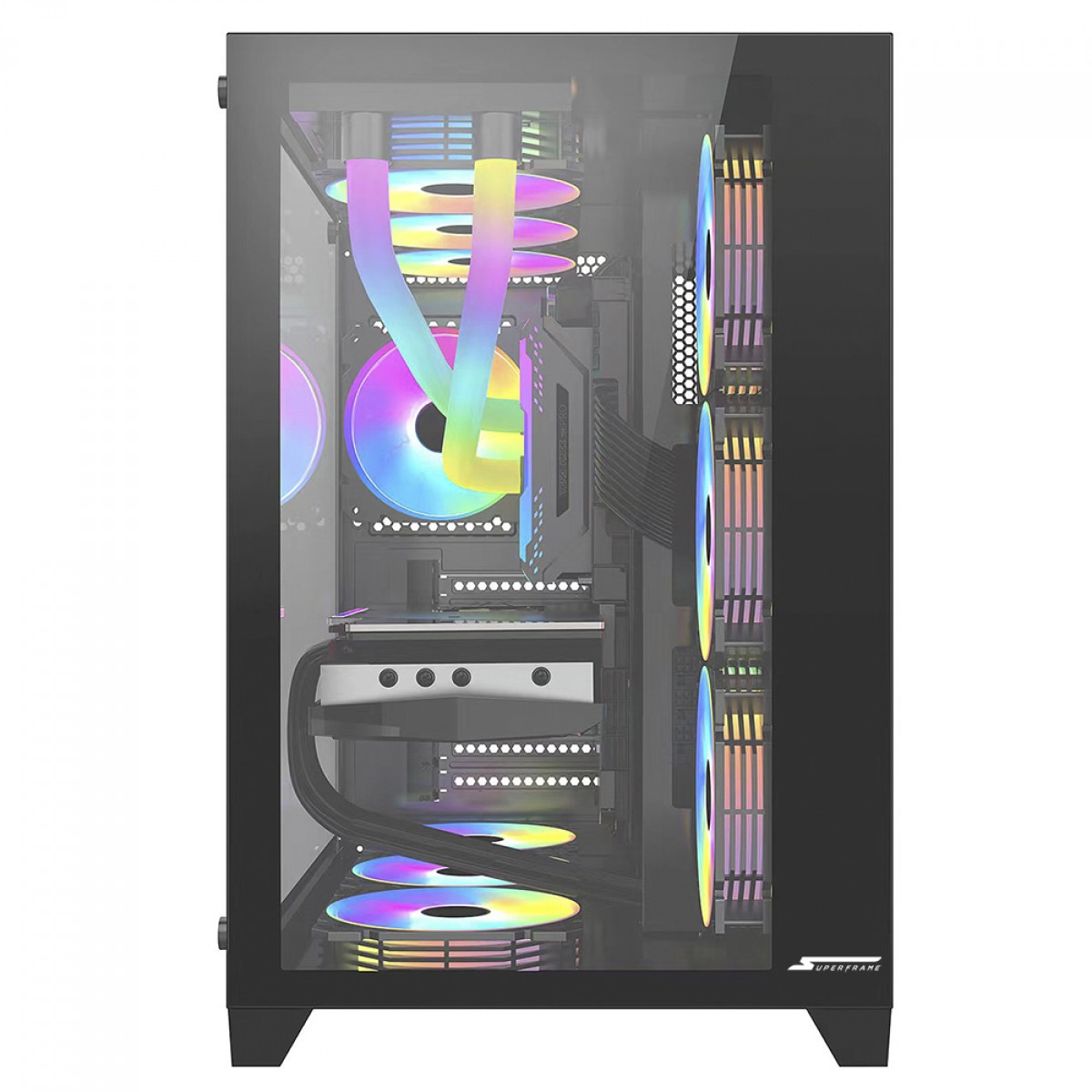 Gabinete Gamer SuperFrame Cube, Mid Tower, Vidro Temperado, ATX, Black, Sem Fonte, Sem Fan  
