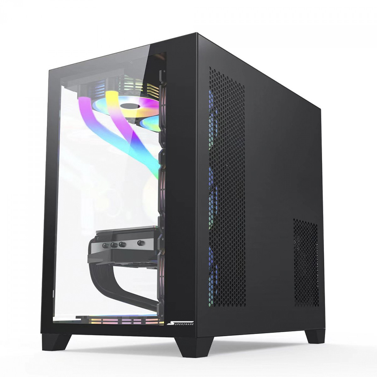 Gabinete Gamer SuperFrame Cube, Mid Tower, Vidro Temperado, ATX, Black, Sem Fonte, Sem Fan  