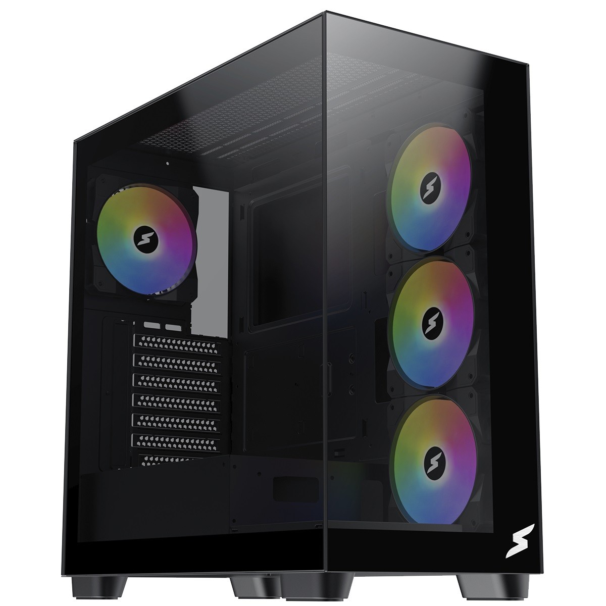 Gabinete Gamer SuperFrame Dominator, Mid Tower, Vidro Temperado, E-ATX, Preto, Sem Fonte, Com 4 Fans ARGB