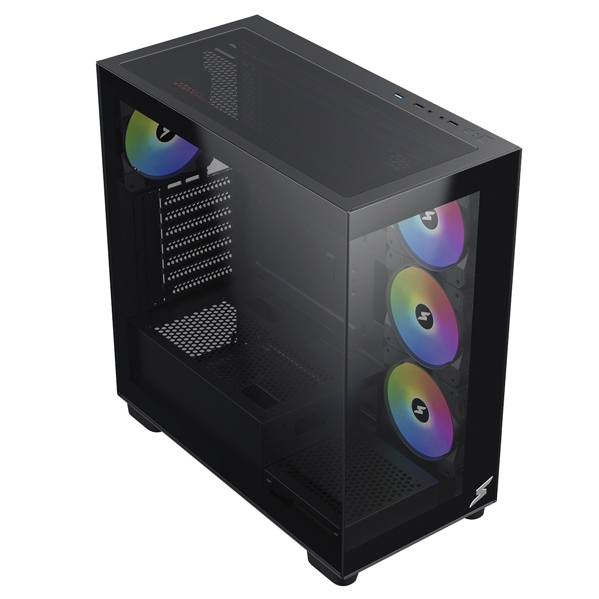 Gabinete Gamer SuperFrame Dominator, Mid Tower, Vidro Temperado, E-ATX, Preto, Sem Fonte, Com 4 Fans ARGB