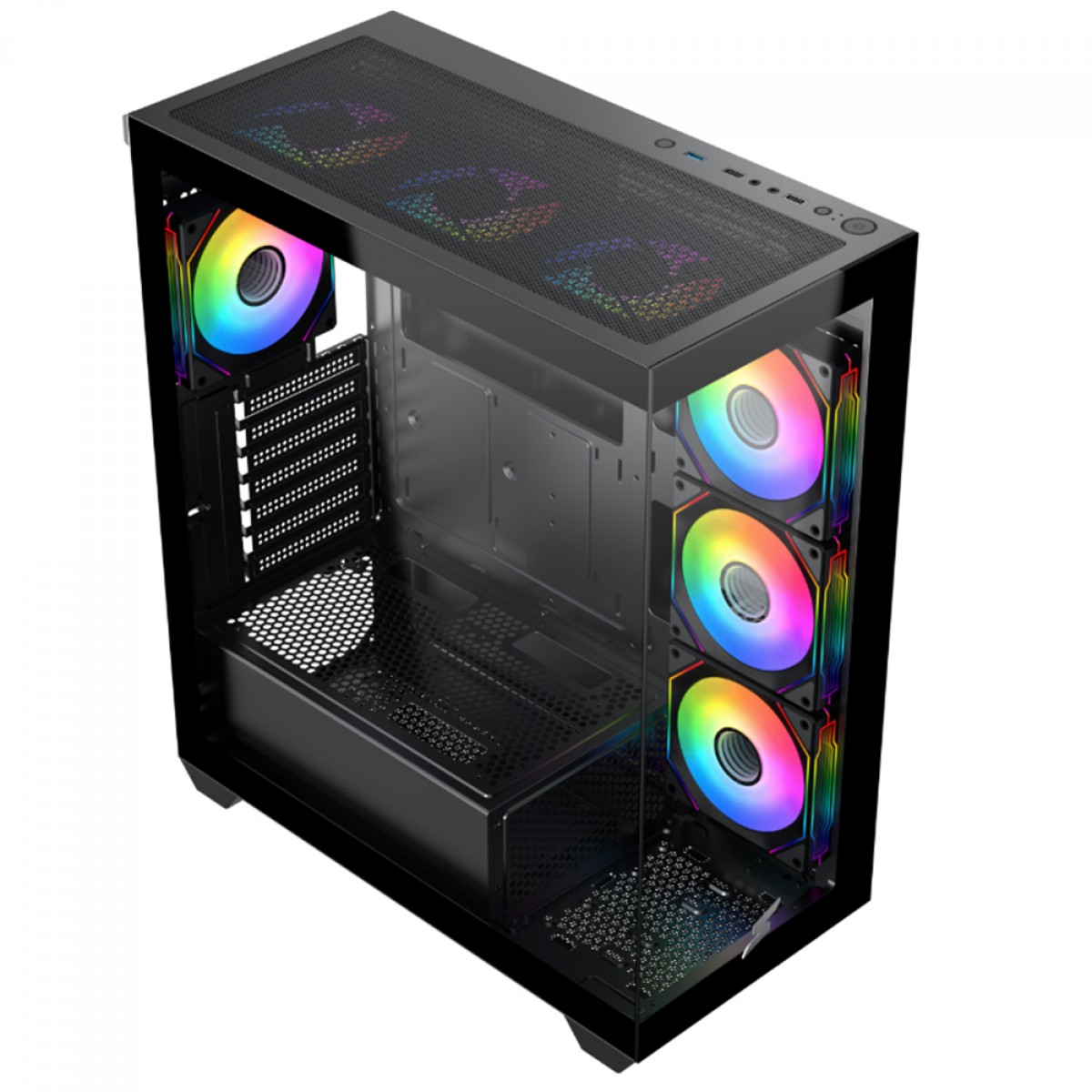 Gabinete Gamer SuperFrame Dominator PRO, Mid Tower, Vidro Temperado, E-ATX, Preto, S/ Fonte, Com 4 Fans, SF-CS-DPMAB4F