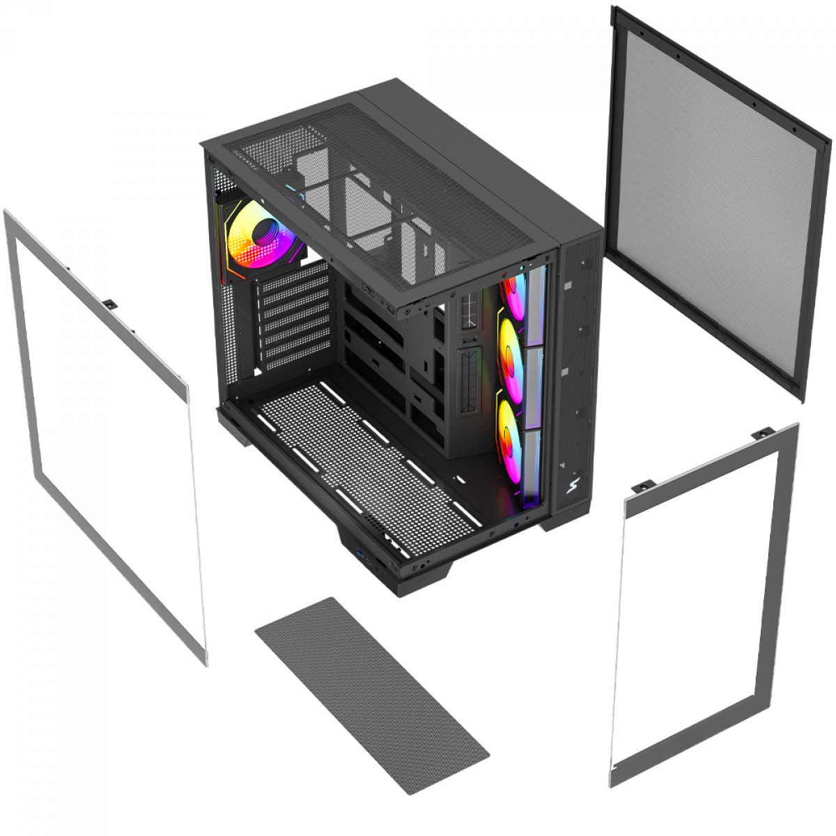 Gabinete Gamer SuperFrame Drakor, Mid Tower, Vidro Temperado, ATX, Com 4 Fans ARGB, Preto, SF-CS-DKMAB4F