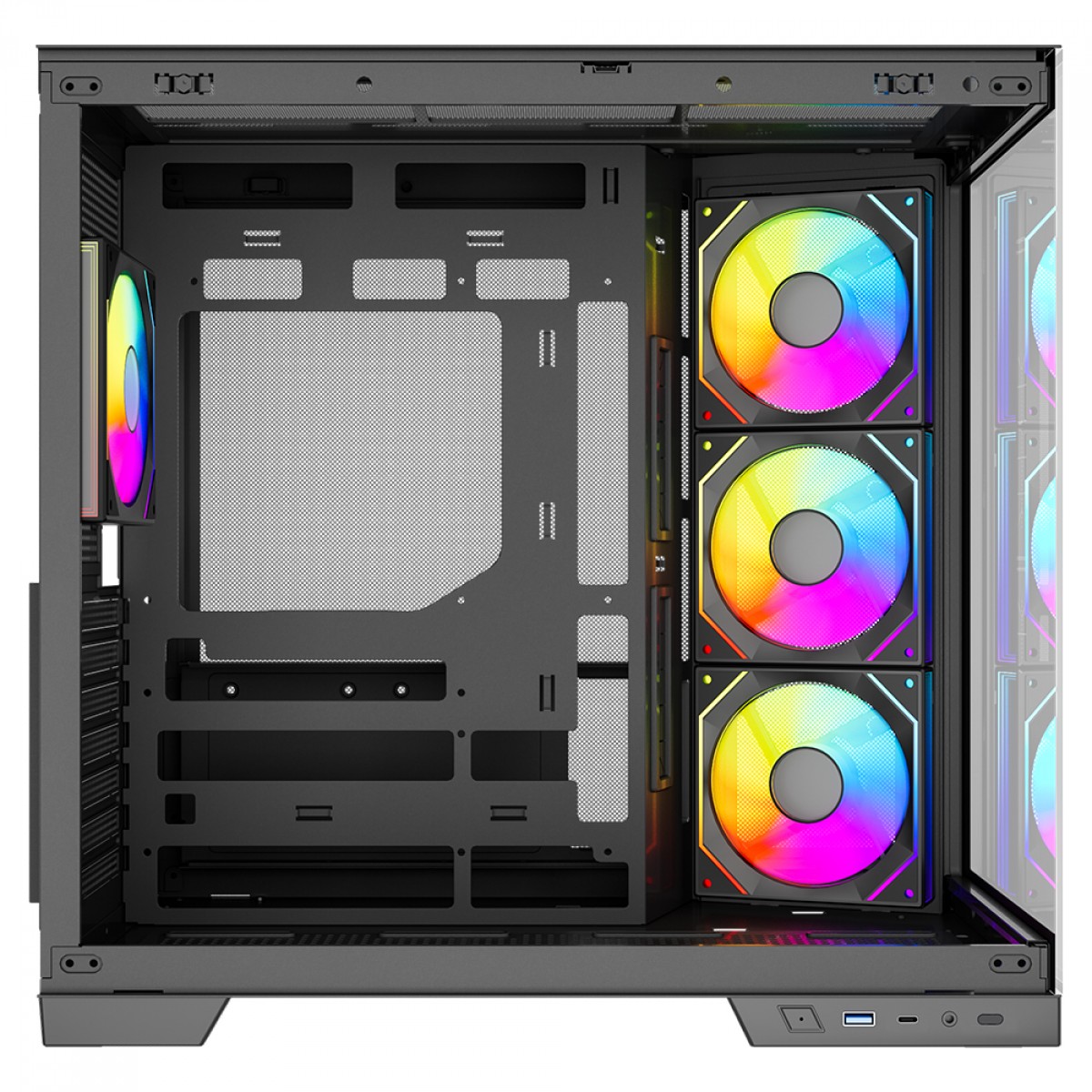 Gabinete Gamer SuperFrame Drakor, Mid Tower, Vidro Temperado, ATX, Com 4 Fans ARGB, Preto, SF-CS-DKMAB4F