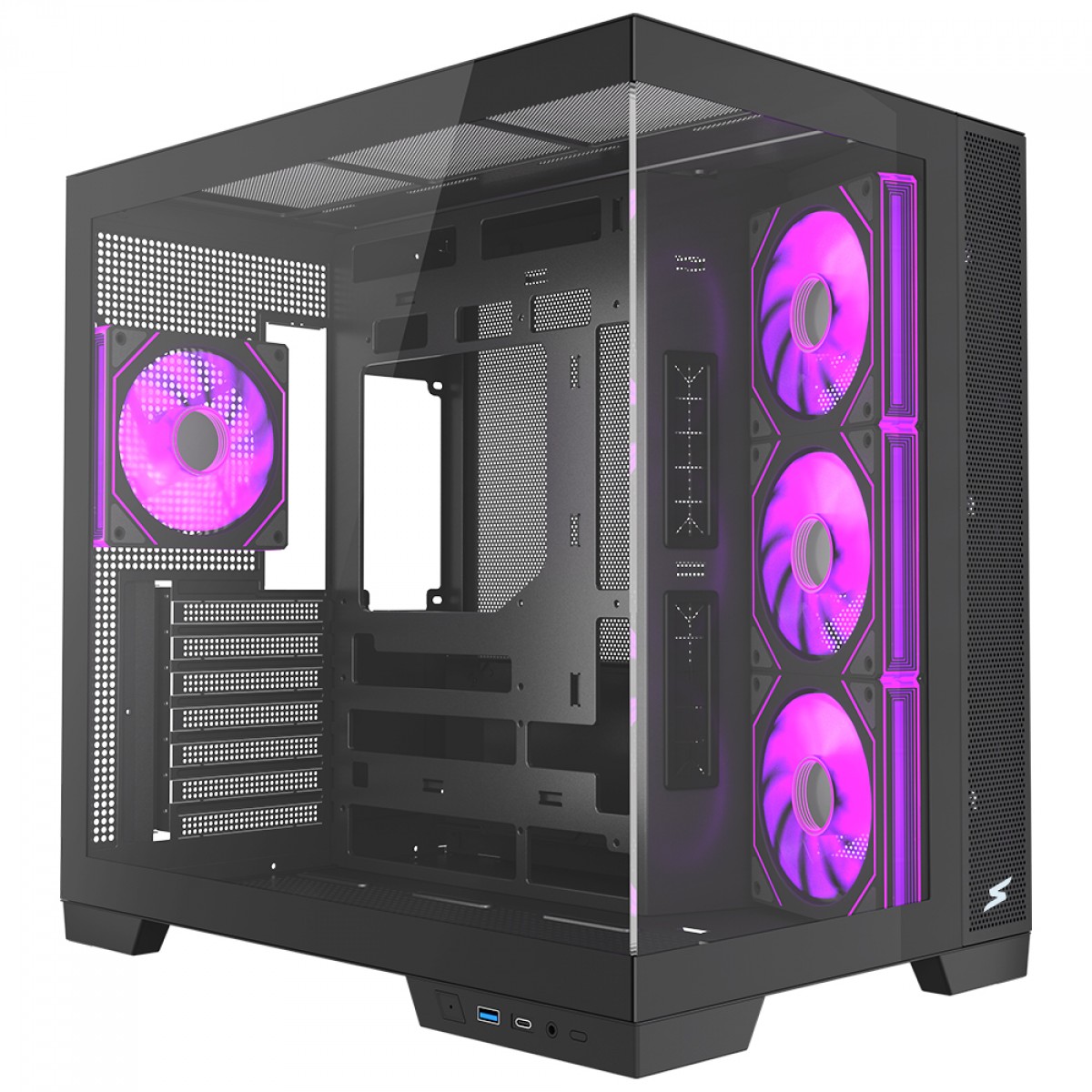 Gabinete Gamer SuperFrame Drakor, Mid Tower, Vidro Temperado, ATX, Com 4 Fans ARGB, Preto, SF-CS-DKMAB4F