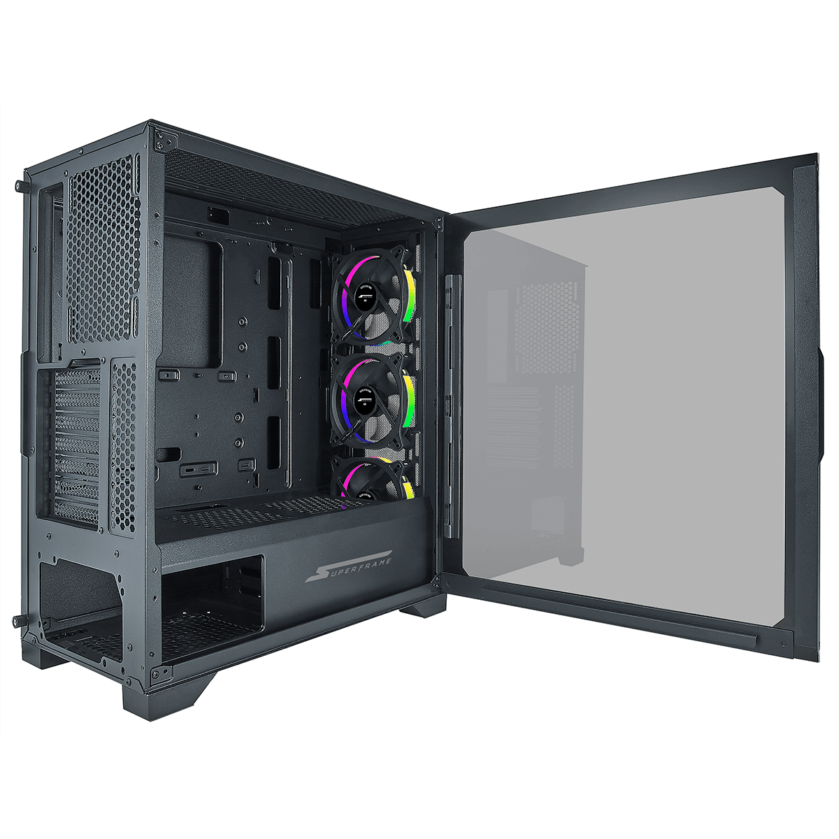 Gabinete Gamer SuperFrame Elite, Mid Tower, ARGB, Vidro Temperado, ATX, Sem Fonte, Com 3 Fans  