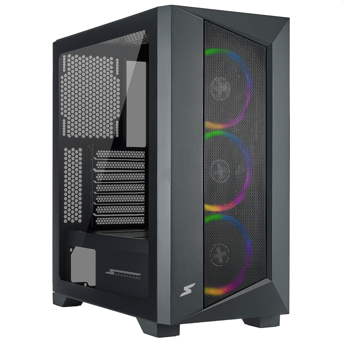 Gabinete Gamer SuperFrame Elite, Mid Tower, ARGB, Vidro Temperado, ATX, Sem Fonte, Com 3 Fans  