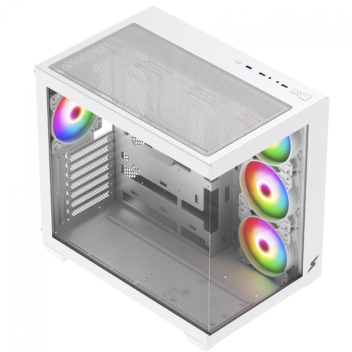 Gabinete Gamer SuperFrame Fusion, Mid Tower, Vidro Temperado, ATX, Branco, Sem Fan, SF-CS-FSMAWSF