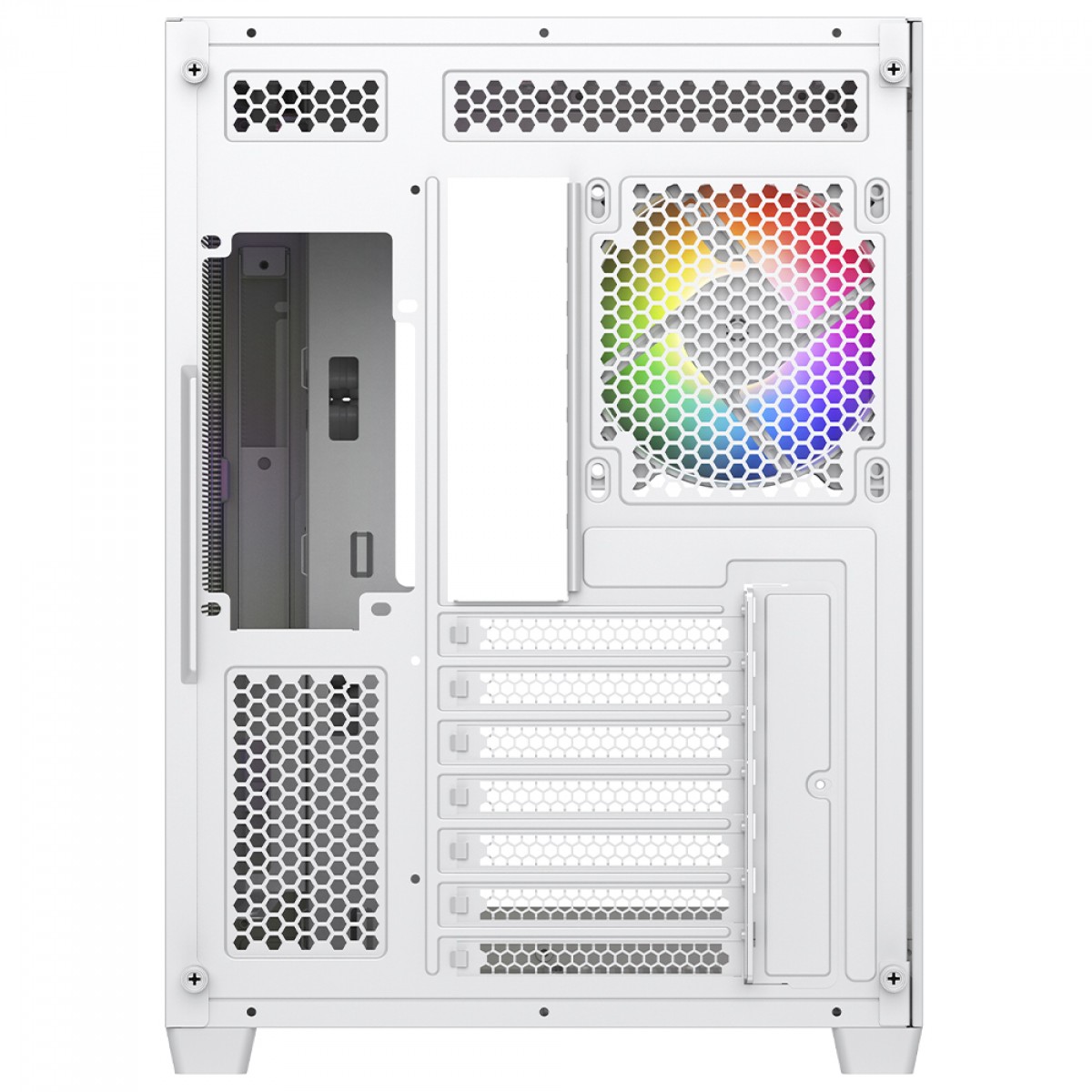 Gabinete Gamer SuperFrame Fusion, Mid Tower, Vidro Temperado, ATX, Branco, Sem Fan, SF-CS-FSMAWSF
