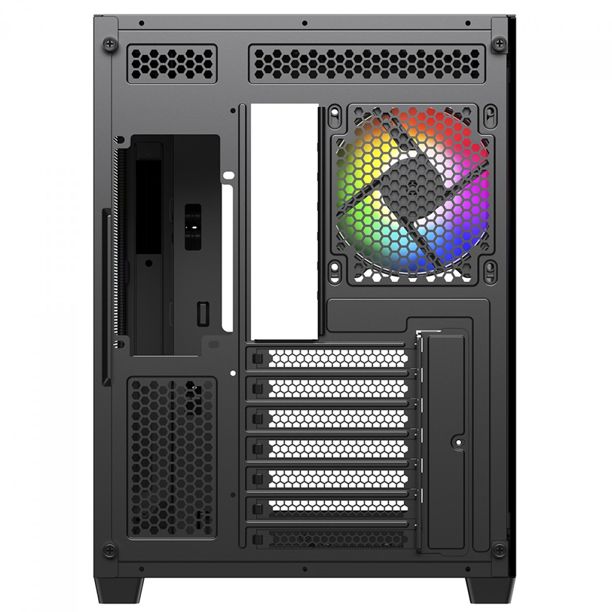 Gabinete Gamer SuperFrame Fusion, Mid Tower, Vidro Temperado, ATX, Preto, Sem Fan, SF-CS-FSMABSF