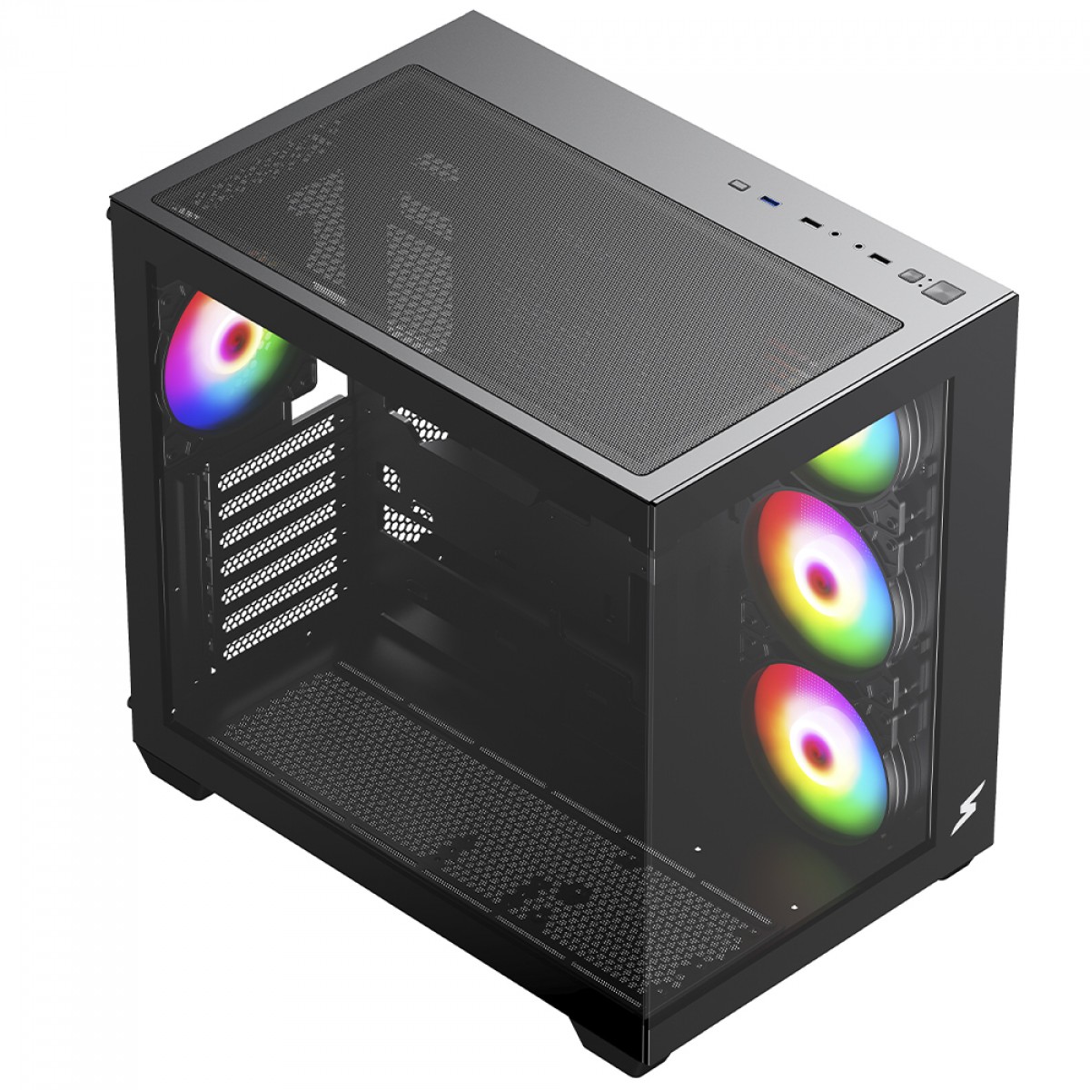 Gabinete Gamer SuperFrame Fusion, Mid Tower, Vidro Temperado, ATX, Preto, Sem Fan, SF-CS-FSMABSF