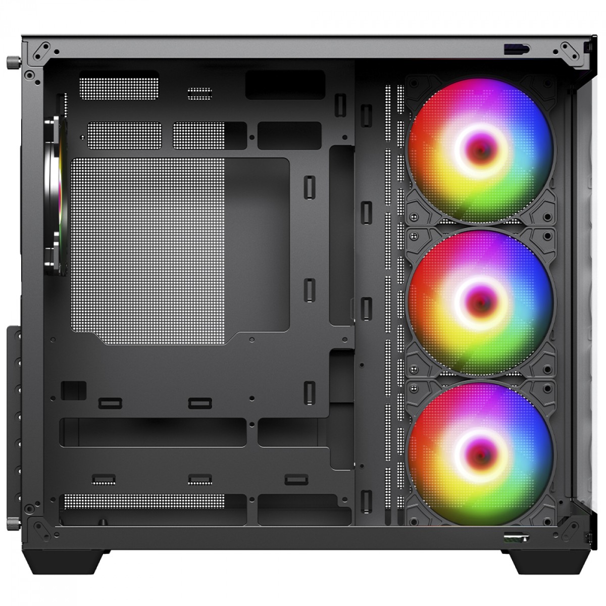 Gabinete Gamer SuperFrame Fusion, Mid Tower, Vidro Temperado, ATX, Preto, Sem Fan, SF-CS-FSMABSF