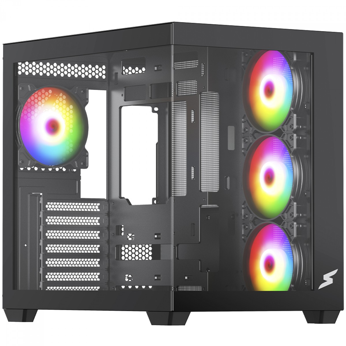 Gabinete Gamer SuperFrame Fusion, Mid Tower, Vidro Temperado, ATX, Preto, Sem Fan, SF-CS-FSMABSF