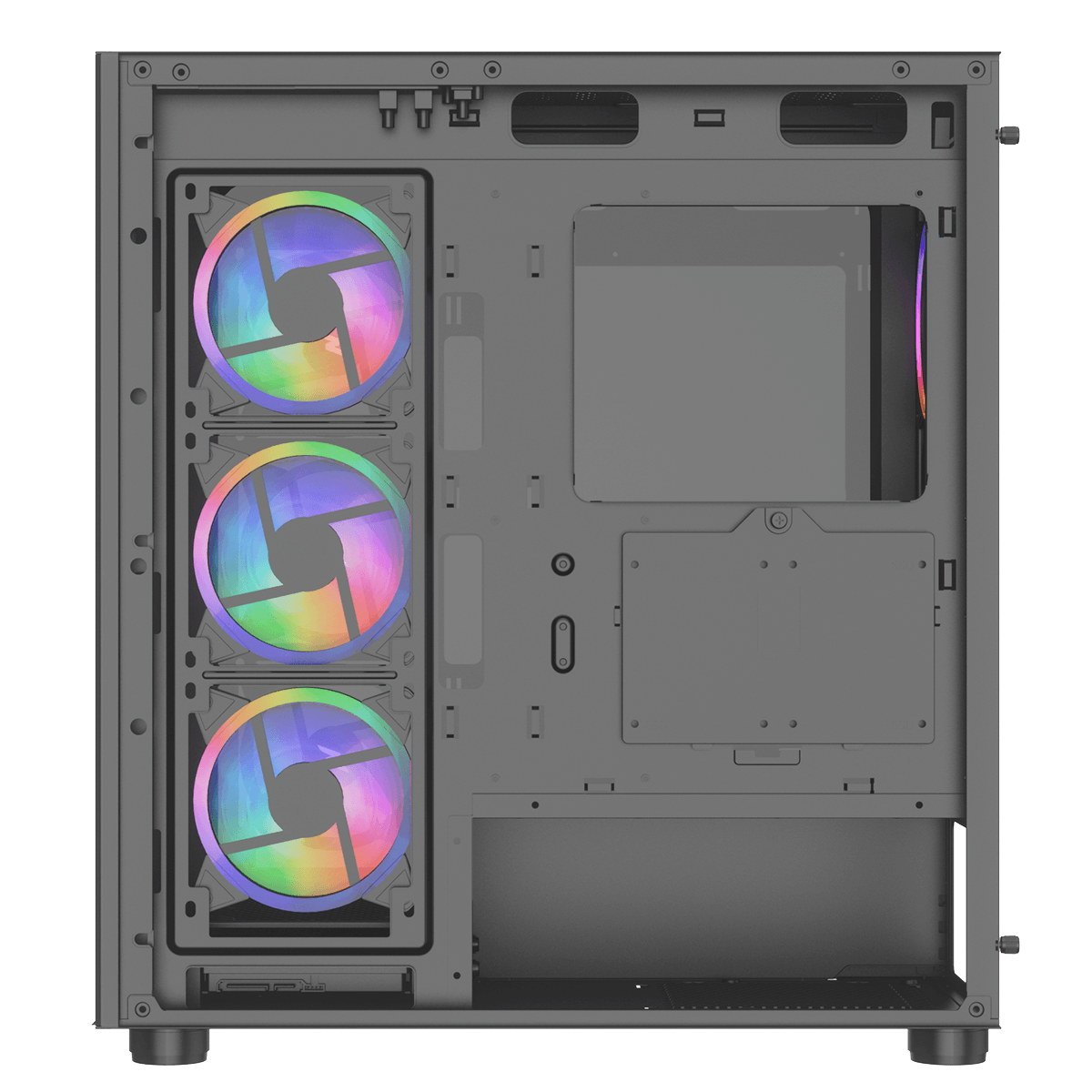 Gabinete Gamer SuperFrame Glass, Mid Tower, RGB, Vidro Temperado, ATX, Black, Sem Fonte, Com 4 Fans