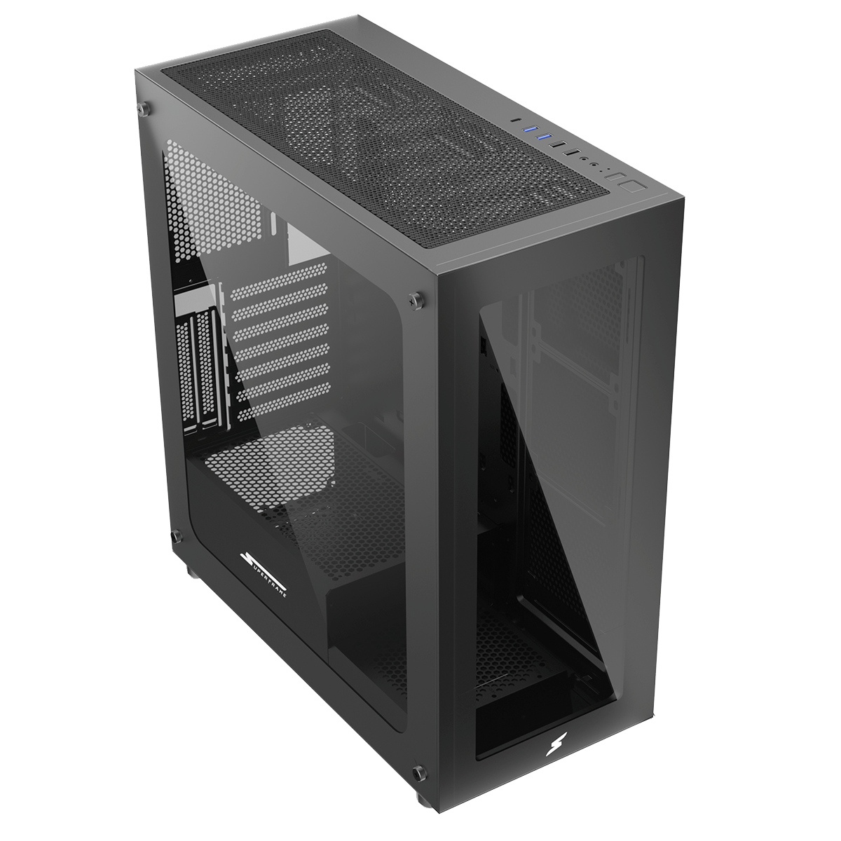 Gabinete Gamer SuperFrame Glass, Mid Tower, RGB, Vidro Temperado, ATX, Black, Sem Fonte, Sem Fans