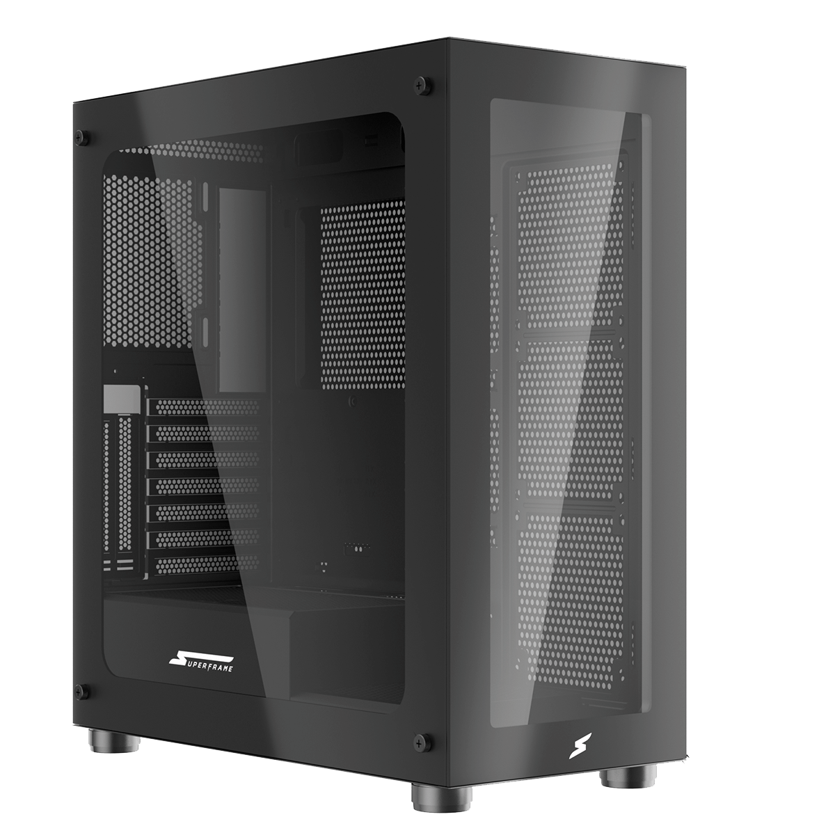 Gabinete Gamer SuperFrame Glass, Mid Tower, RGB, Vidro Temperado, ATX, Black, Sem Fonte, Sem Fans
