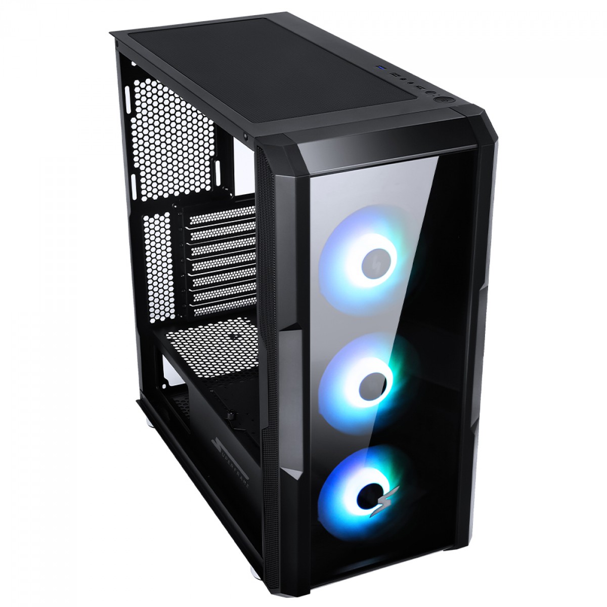 Gabinete Gamer SuperFrame Hazy, Mid Tower, RGB, Vidro Temperado, E-ATX, Black, Sem Fonte, Com 3 Fans ARGB