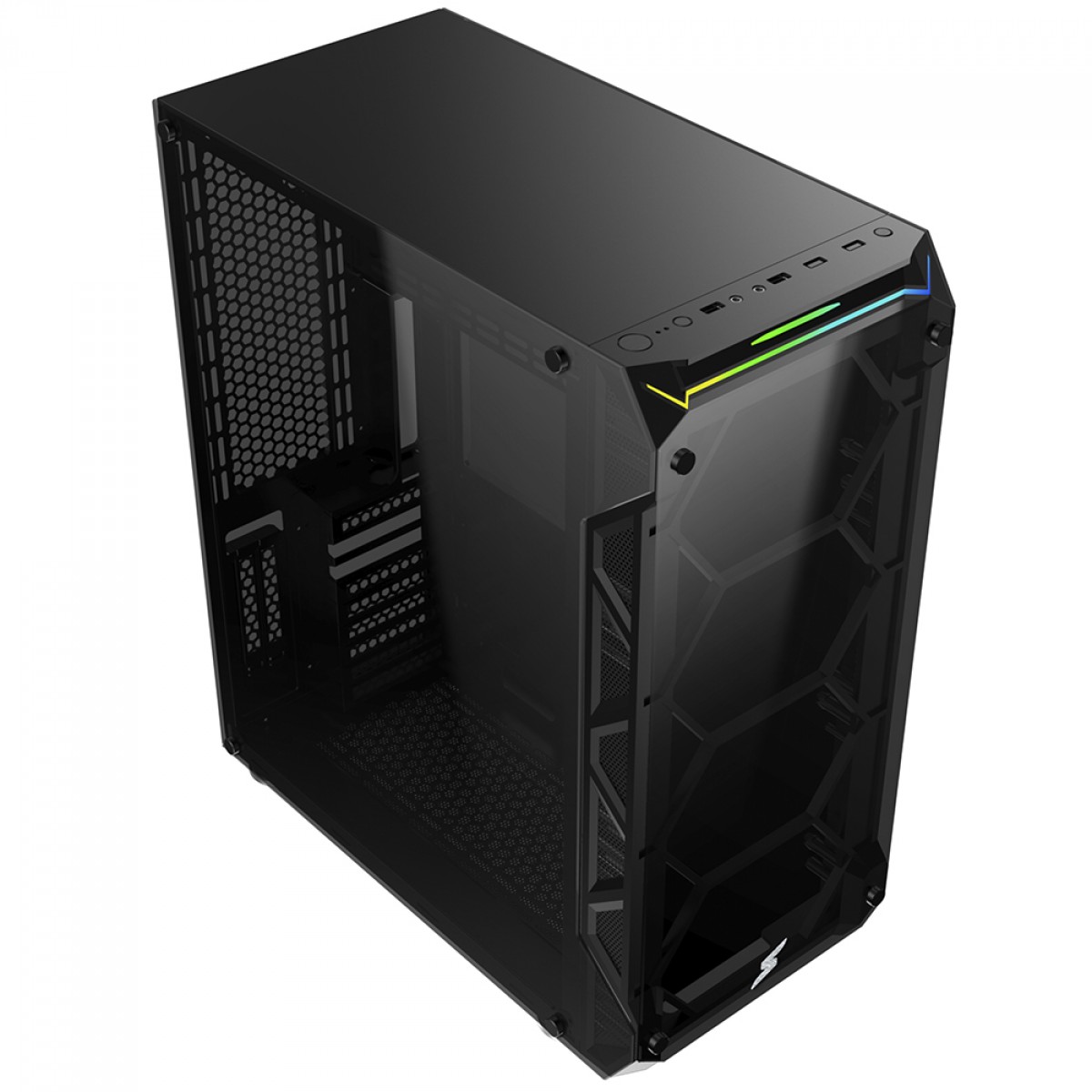 Gabinete Gamer SuperFrame Hércules, Full Tower, RGB, Vidro Temperado, E-ATX, Black, Sem Fonte, Sem Fan