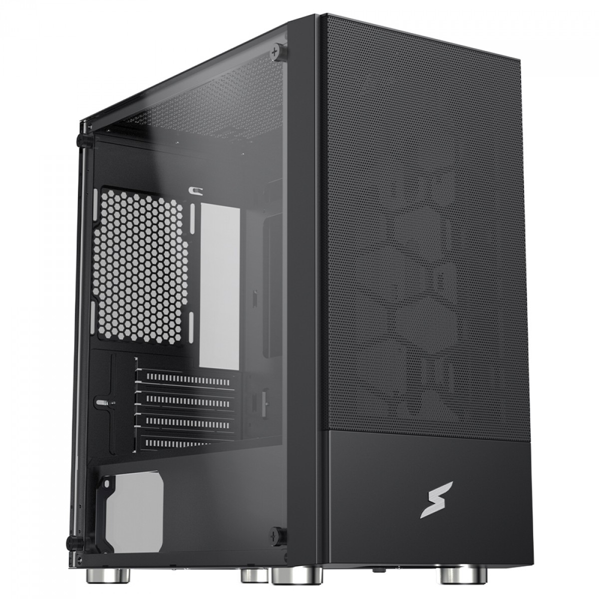 Gabinete Gamer SuperFrame Mesh, Black, Mid Tower, Vidro Temperado, MATX, Sem Fonte, Com 3 Fans, SF-CS-MSMSB3F
