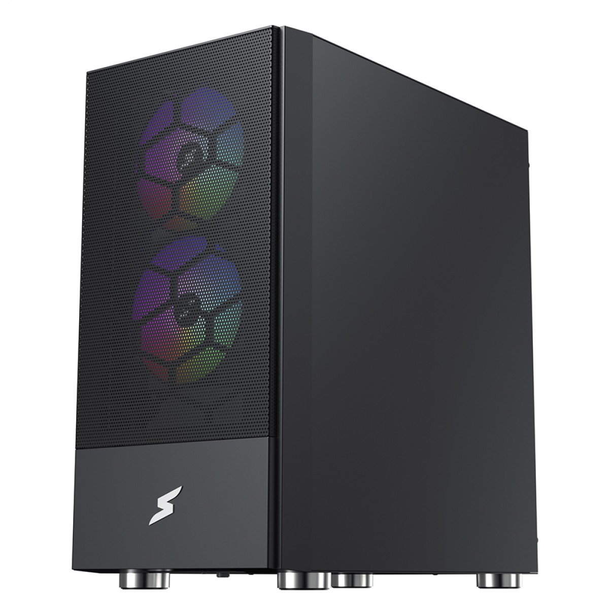 Gabinete Gamer SuperFrame Mesh, Black, Mid Tower, Vidro Temperado, MATX, Sem Fonte, Com 3 Fans, SF-CS-MSMSB3F