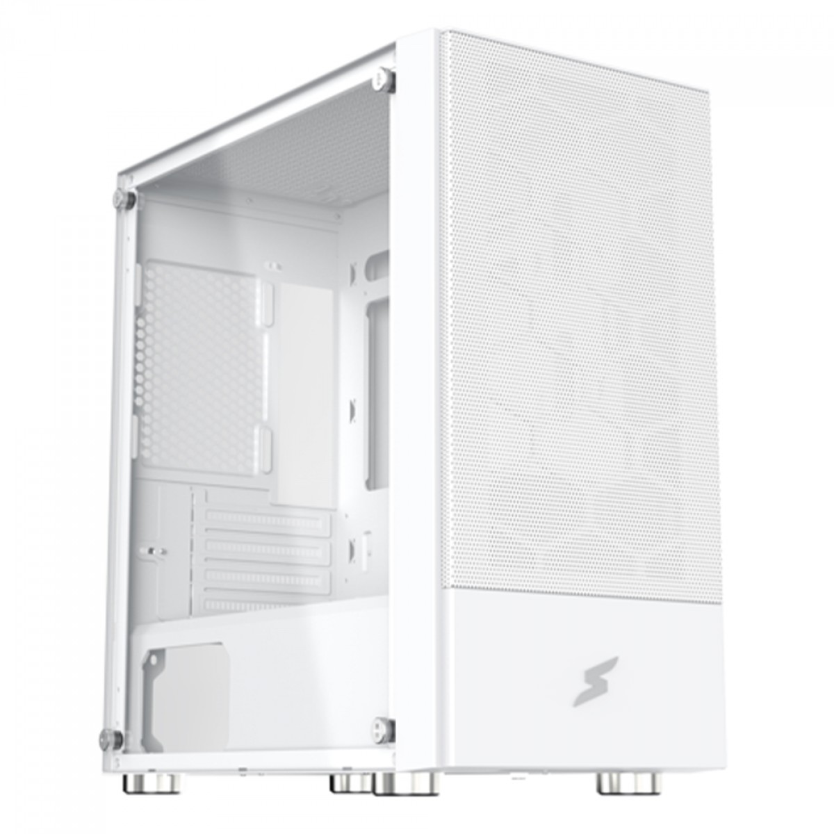 Gabinete Gamer SuperFrame Mesh, White, Mid Tower, Vidro Temperado, MATX, Sem Fonte, Com 3 Fans, SF-CS-MSMSW3F