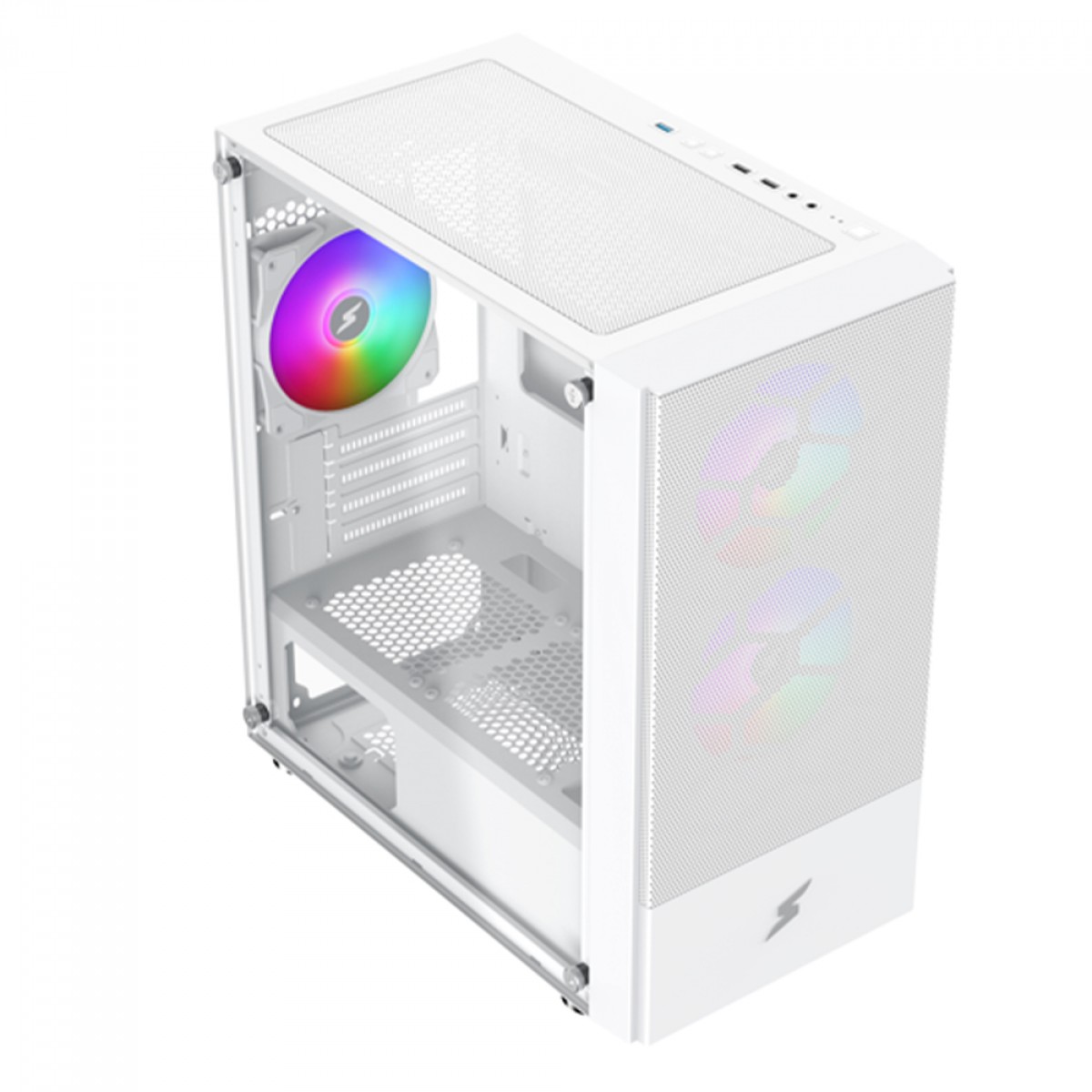 Gabinete Gamer SuperFrame Mesh, White, Mid Tower, Vidro Temperado, MATX, Sem Fonte, Com 3 Fans, SF-CS-MSMSW3F