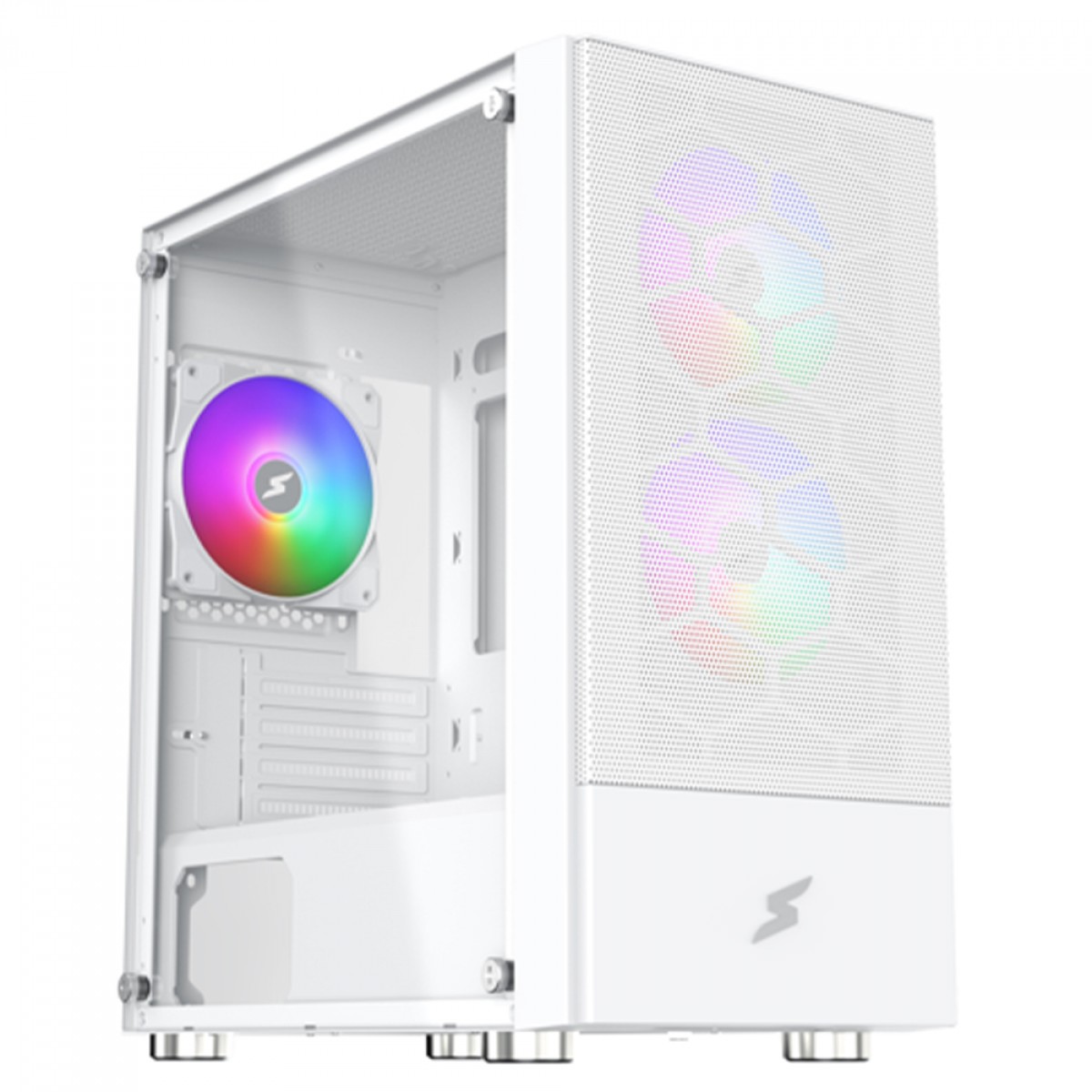 Gabinete Gamer SuperFrame Mesh, White, Mid Tower, Vidro Temperado, MATX, Sem Fonte, Com 3 Fans, SF-CS-MSMSW3F