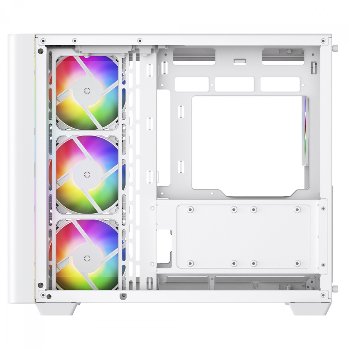 Gabinete Gamer SuperFrame Power Cube Cristal, Mid Tower, Vidro Temperado, ATX, RGB, Com 4 Fans, Branco, SF-CS-CRMAW4F