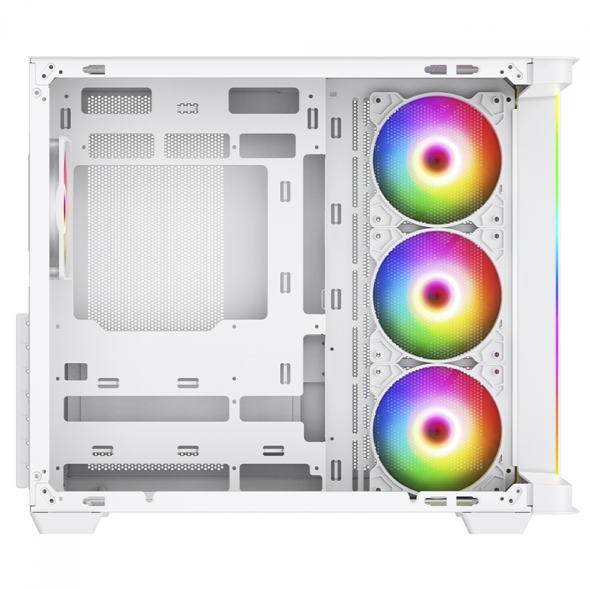 Gabinete Gamer SuperFrame Power Cube Cristal, Mid Tower, Vidro Temperado, ATX, RGB, Com 4 Fans, Branco, SF-CS-CRMAW4F