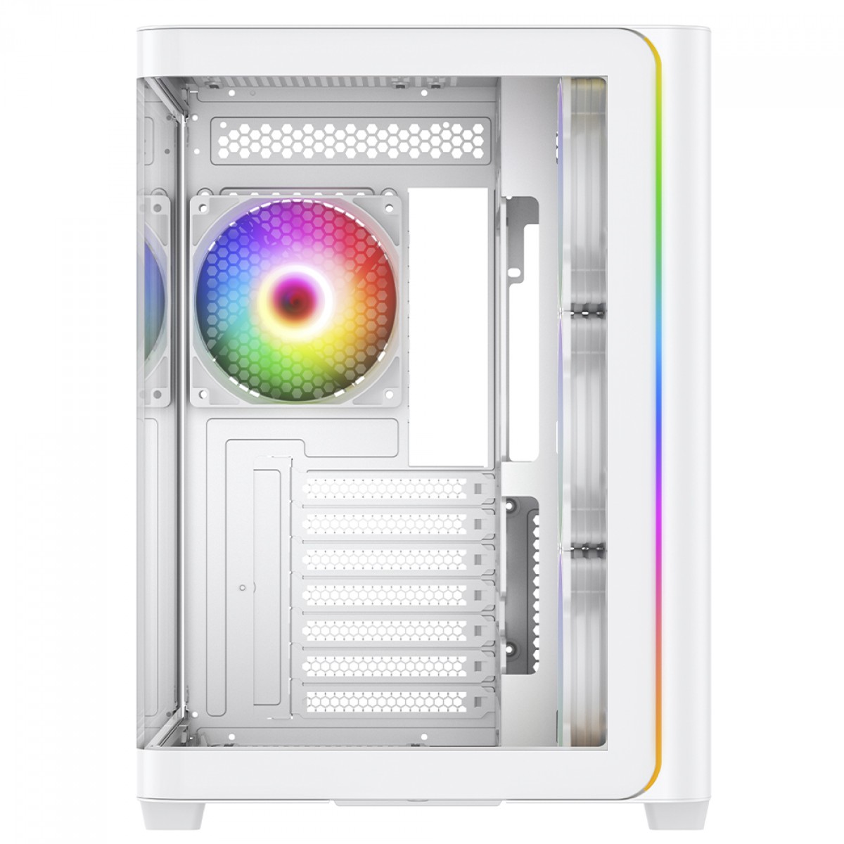 Gabinete Gamer SuperFrame Power Cube Cristal, Mid Tower, Vidro Temperado, ATX, RGB, Com 4 Fans, Branco, SF-CS-CRMAW4F