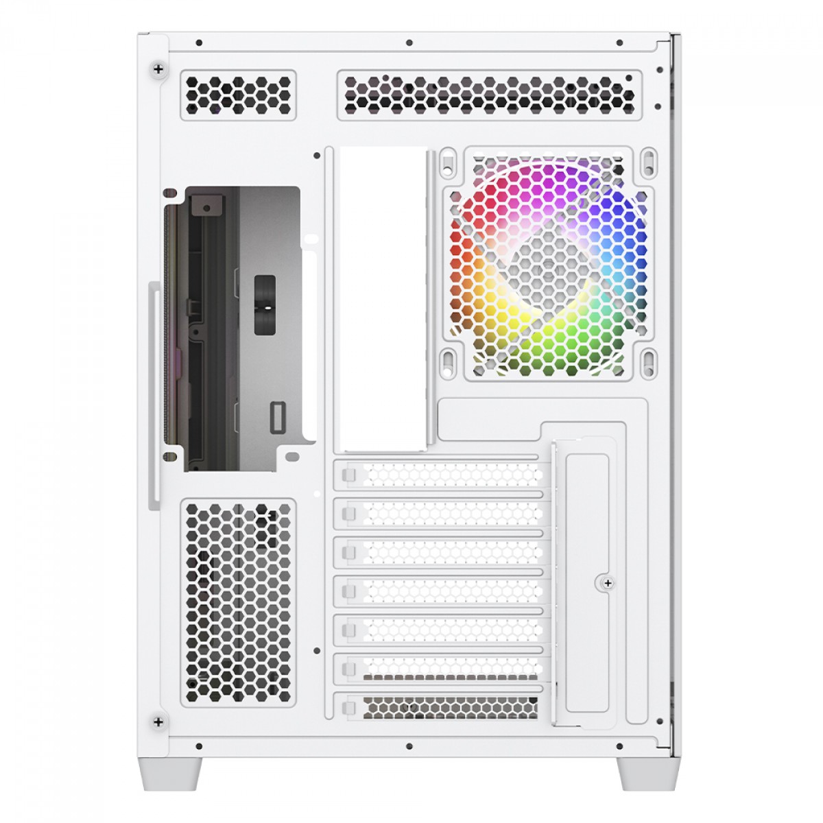 Gabinete Gamer SuperFrame Power Cube Cristal, Mid Tower, Vidro Temperado, ATX, RGB, Com 4 Fans, Branco, SF-CS-CRMAW4F