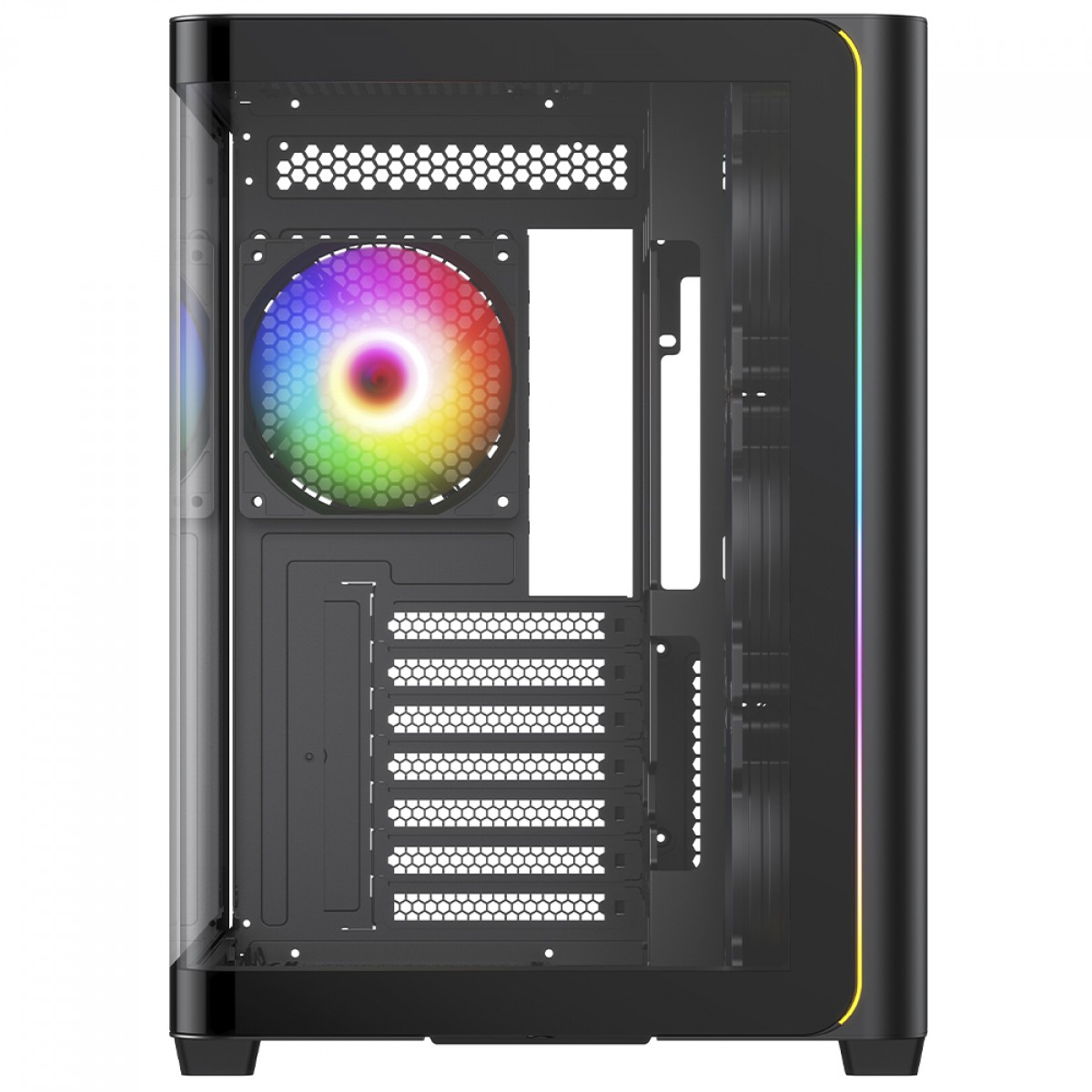 Gabinete Gamer SuperFrame Power Cube Cristal, Mid Tower, Vidro Temperado, ATX, RGB, Com 4 Fans, Preto, SF-CS-CRMAB4F