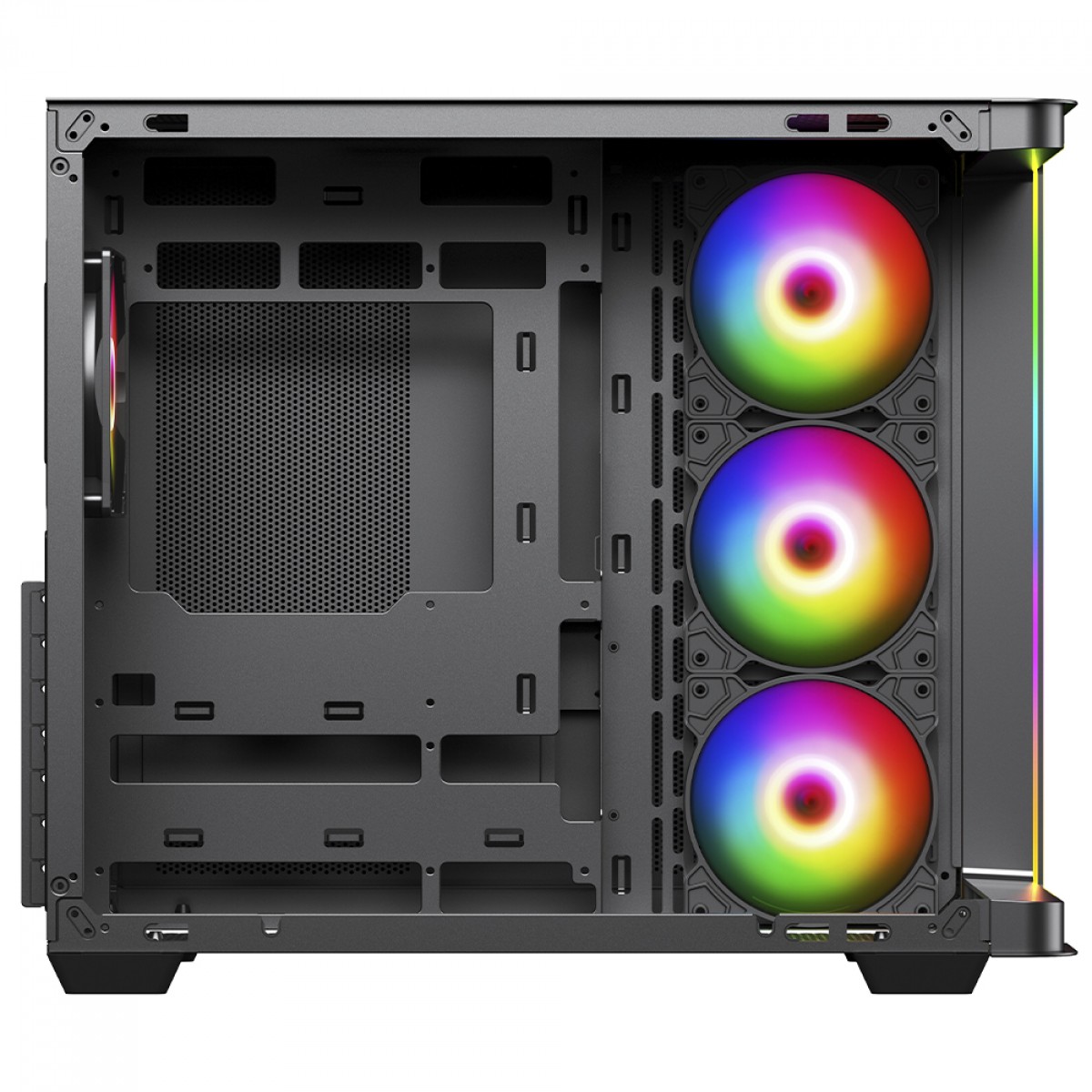 Gabinete Gamer SuperFrame Power Cube Cristal, Mid Tower, Vidro Temperado, ATX, RGB, Com 4 Fans, Preto, SF-CS-CRMAB4F