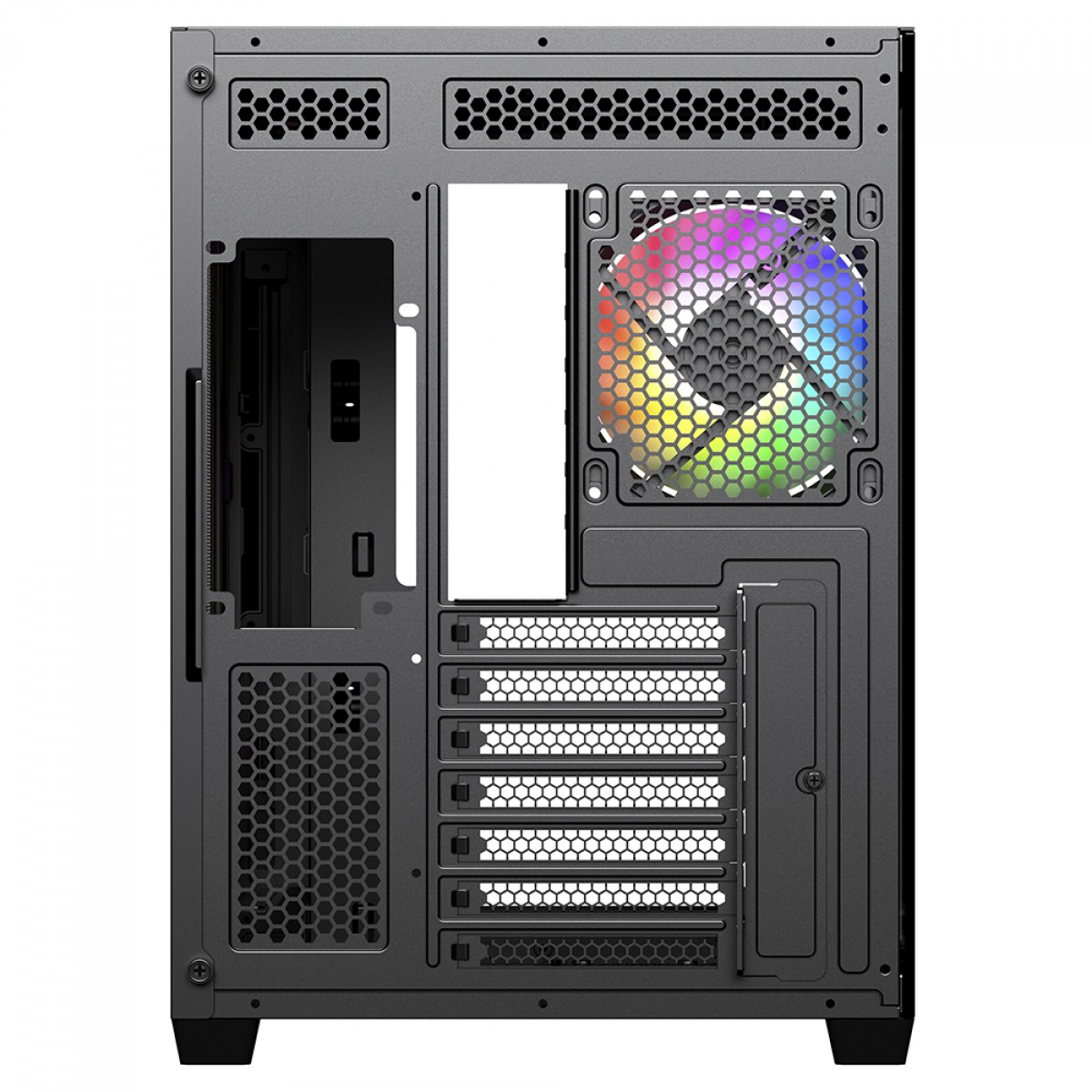 Gabinete Gamer SuperFrame Power Cube Cristal, Mid Tower, Vidro Temperado, ATX, RGB, Com 4 Fans, Preto, SF-CS-CRMAB4F