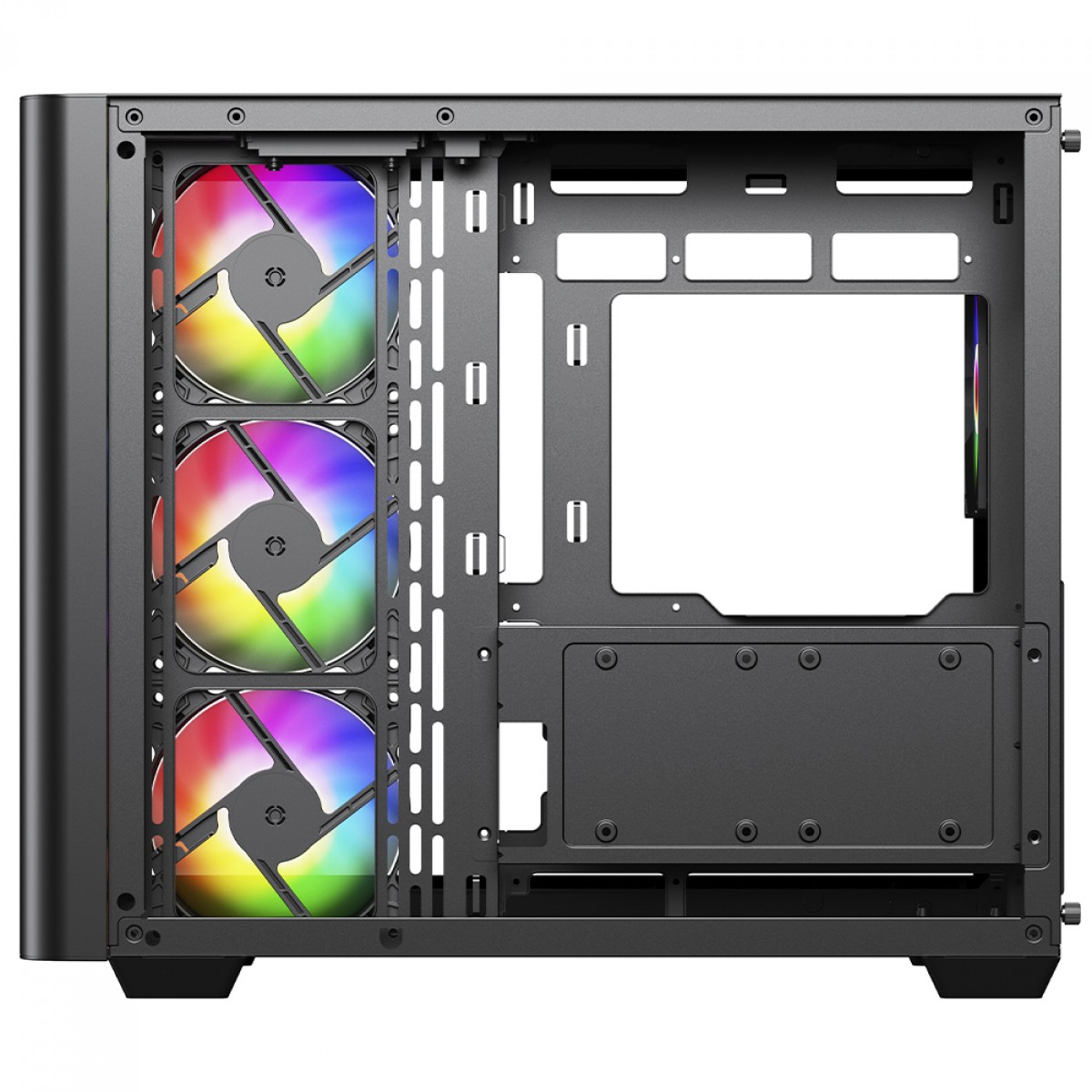 Gabinete Gamer SuperFrame Power Cube Cristal, Mid Tower, Vidro Temperado, ATX, RGB, Com 4 Fans, Preto, SF-CS-CRMAB4F