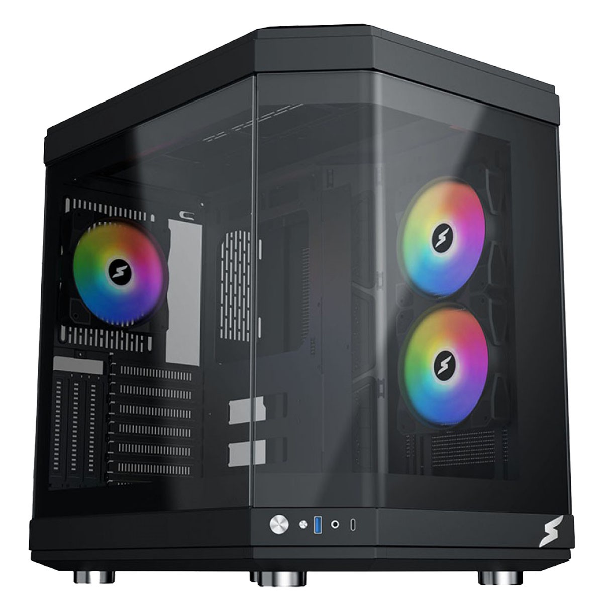 Gabinete Gamer SuperFrame Power Cube, Mid Tower, Vidro Temperado, EATX, Black, Sem Fonte, Com 6 Fans 