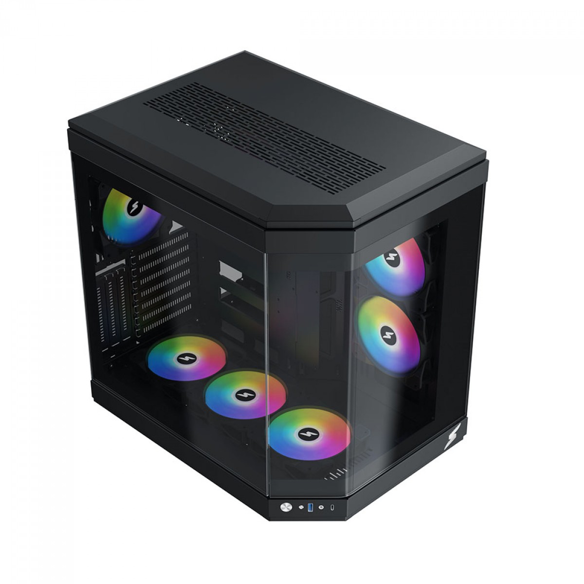 Gabinete Gamer SuperFrame Power Cube, Mid Tower, Vidro Temperado, EATX, Black, Sem Fonte, Sem Fan 