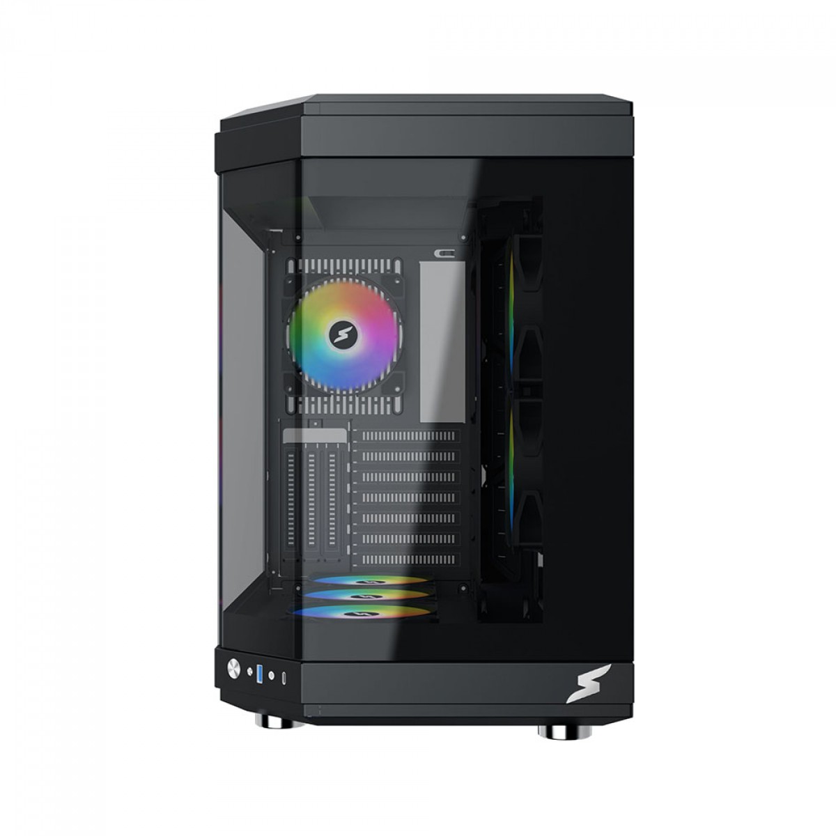 Gabinete Gamer SuperFrame Power Cube, Mid Tower, Vidro Temperado, EATX, Black, Sem Fonte, Sem Fan 