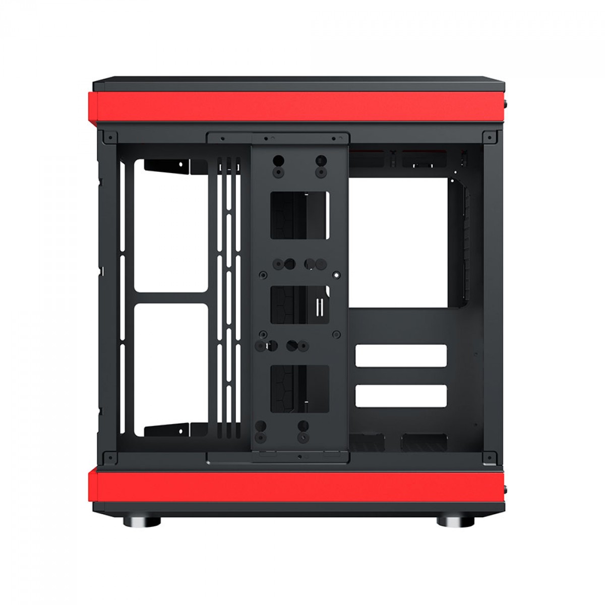 Gabinete Gamer SuperFrame Power Cube, Mid Tower, Vidro Temperado, EATX, Black/Red, Sem Fonte, Sem Fan