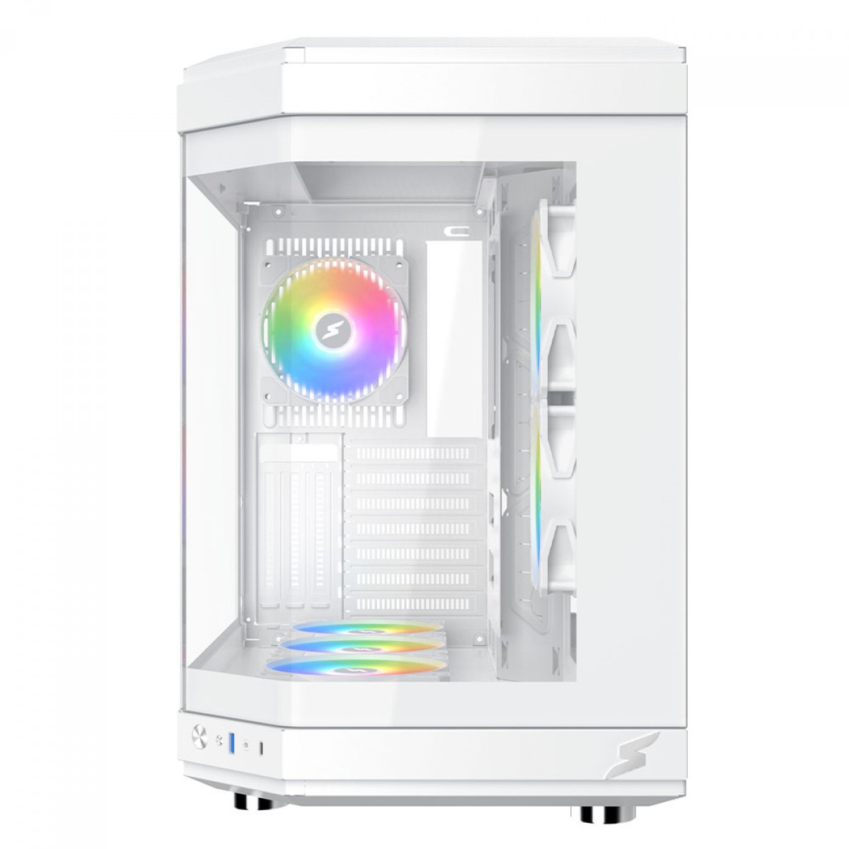 Gabinete Gamer SuperFrame Power Cube, Mid Tower, Vidro Temperado, EATX, White, Sem Fonte, Com 6 Fans 