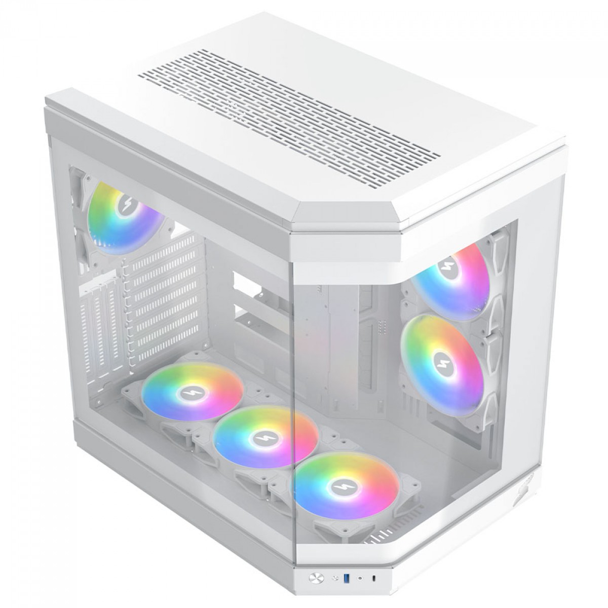 Gabinete Gamer SuperFrame Power Cube, Mid Tower, Vidro Temperado, EATX, White, Sem Fonte, Sem Fan