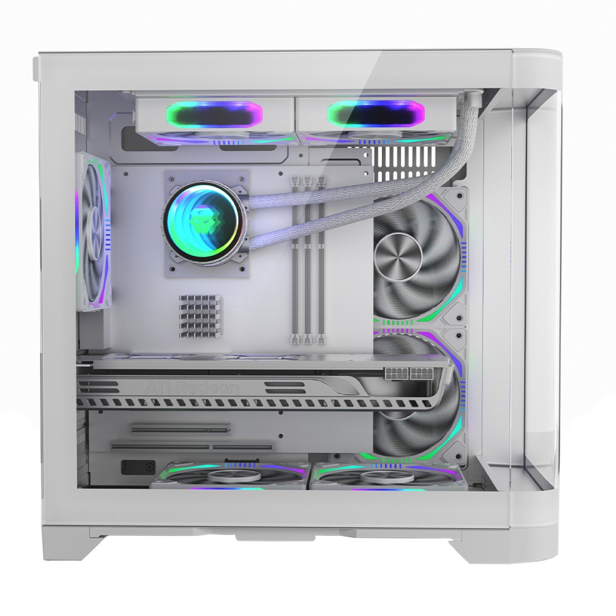 Gabinete Gamer SuperFrame Prime, Mid Tower, Vidro Temperado, M-ATX, Branco, Sem Fonte, Sem Fan