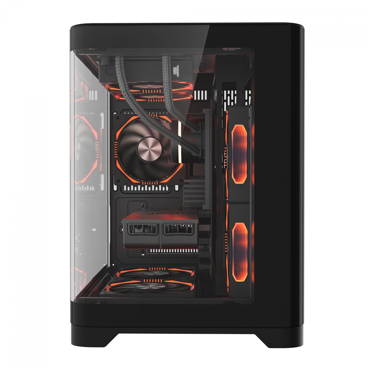 Gabinete Gamer SuperFrame Prime, Mid Tower, Vidro Temperado, M-ATX, Preto, Sem Fonte, Com 5 Fans ARGB