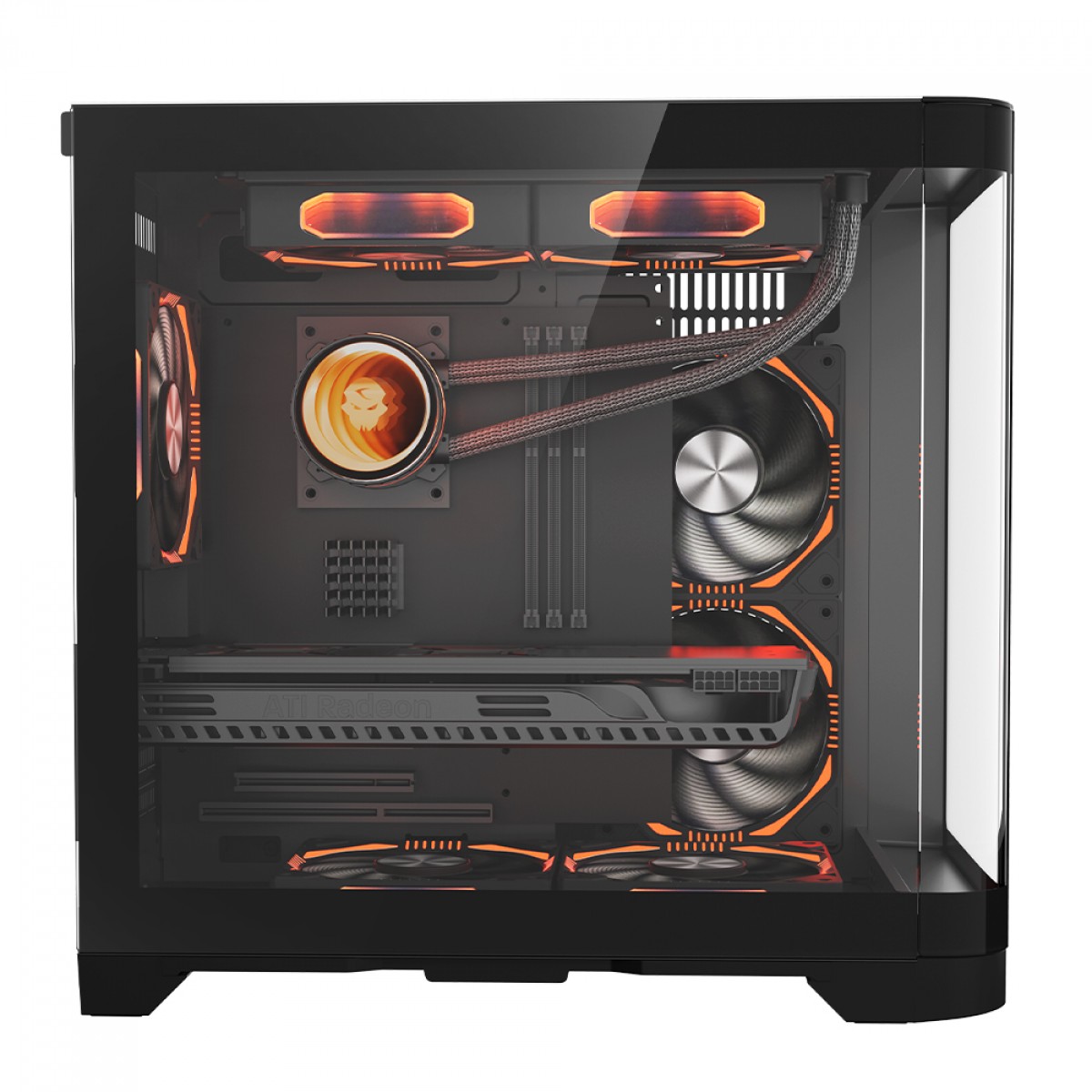 Gabinete Gamer SuperFrame Prime, Mid Tower, Vidro Temperado, M-ATX, Preto, Sem Fonte, Com 5 Fans ARGB