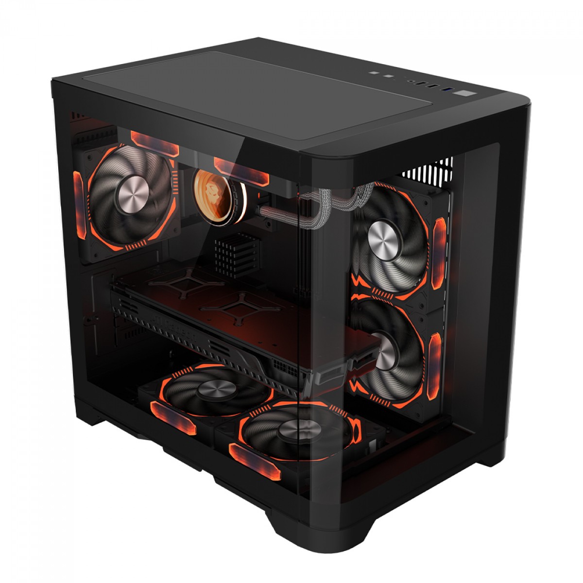 Gabinete Gamer SuperFrame Prime, Mid Tower, Vidro Temperado, M-ATX, Preto, Sem Fonte, Sem Fan