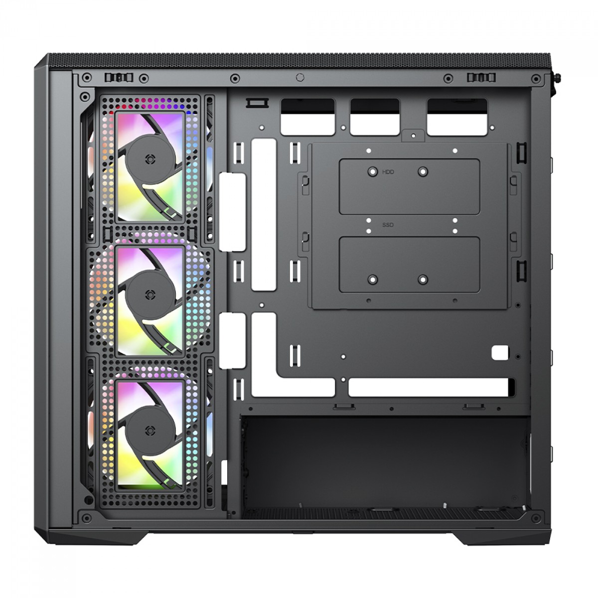 Gabinete Gamer SuperFrame Ragnarok, Mid Tower, Vidro Temperado, M-ATX, Black, Sem Fonte, Com 4 Fans