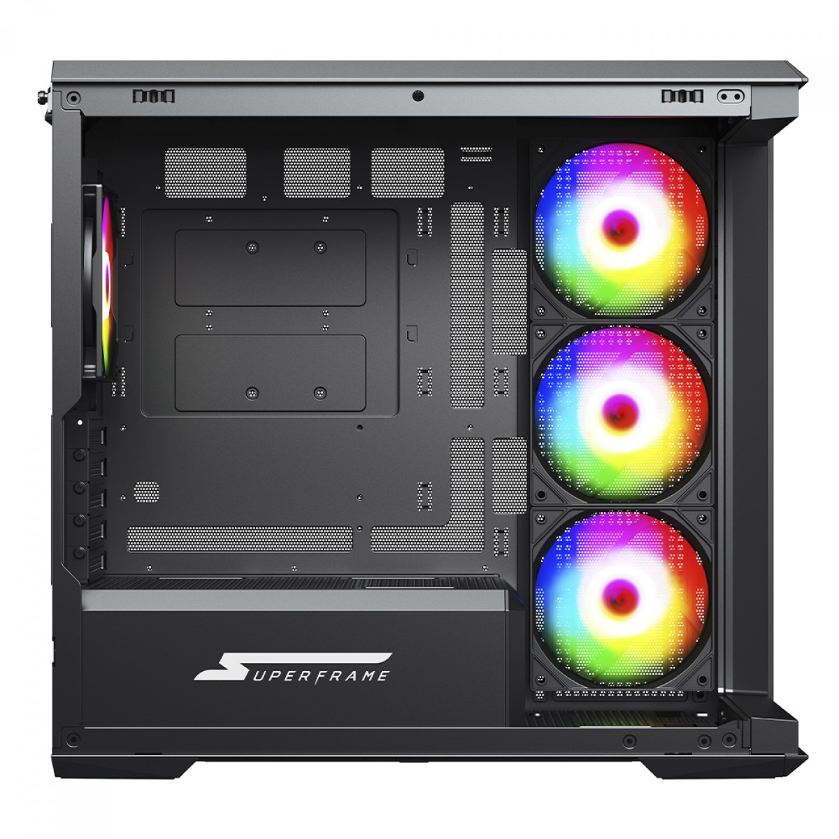 Gabinete Gamer SuperFrame Ragnarok, Mid Tower, Vidro Temperado, M-ATX, Black, Sem Fonte, Com 4 Fans
