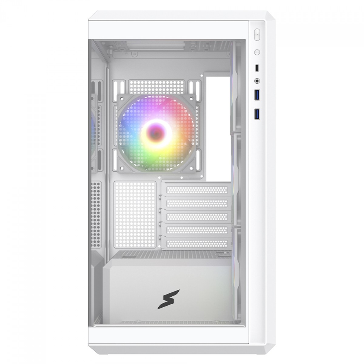 Gabinete Gamer SuperFrame Ragnarok, Mid Tower, Vidro Temperado, M-ATX, White, Sem Fonte, Com 4 Fans