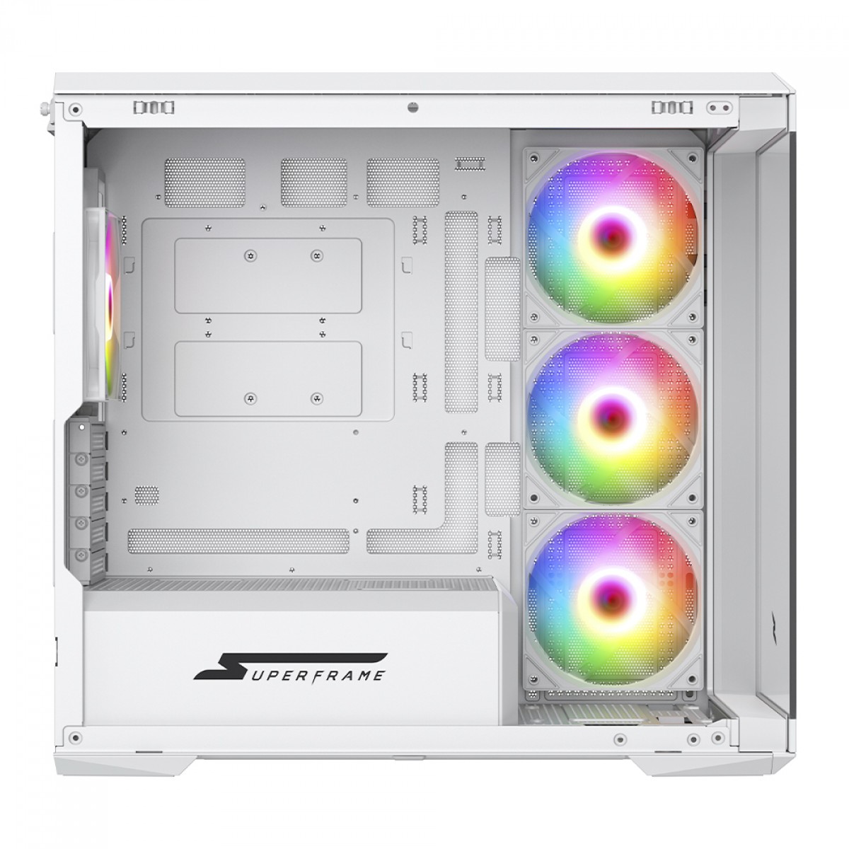 Gabinete Gamer SuperFrame Ragnarok, Mid Tower, Vidro Temperado, M-ATX, White, Sem Fonte, Com 4 Fans
